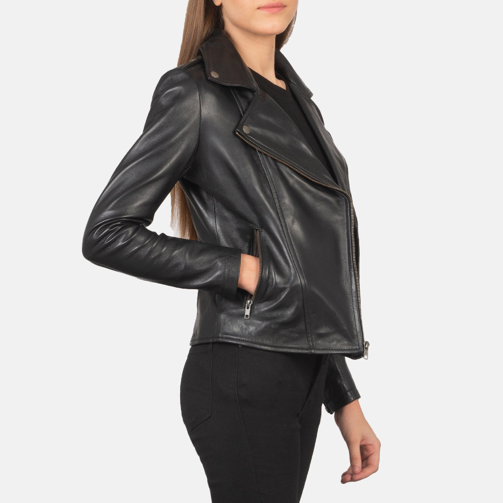 Women's Flashback Black Leather Biker Jacket – The Jacket Maker