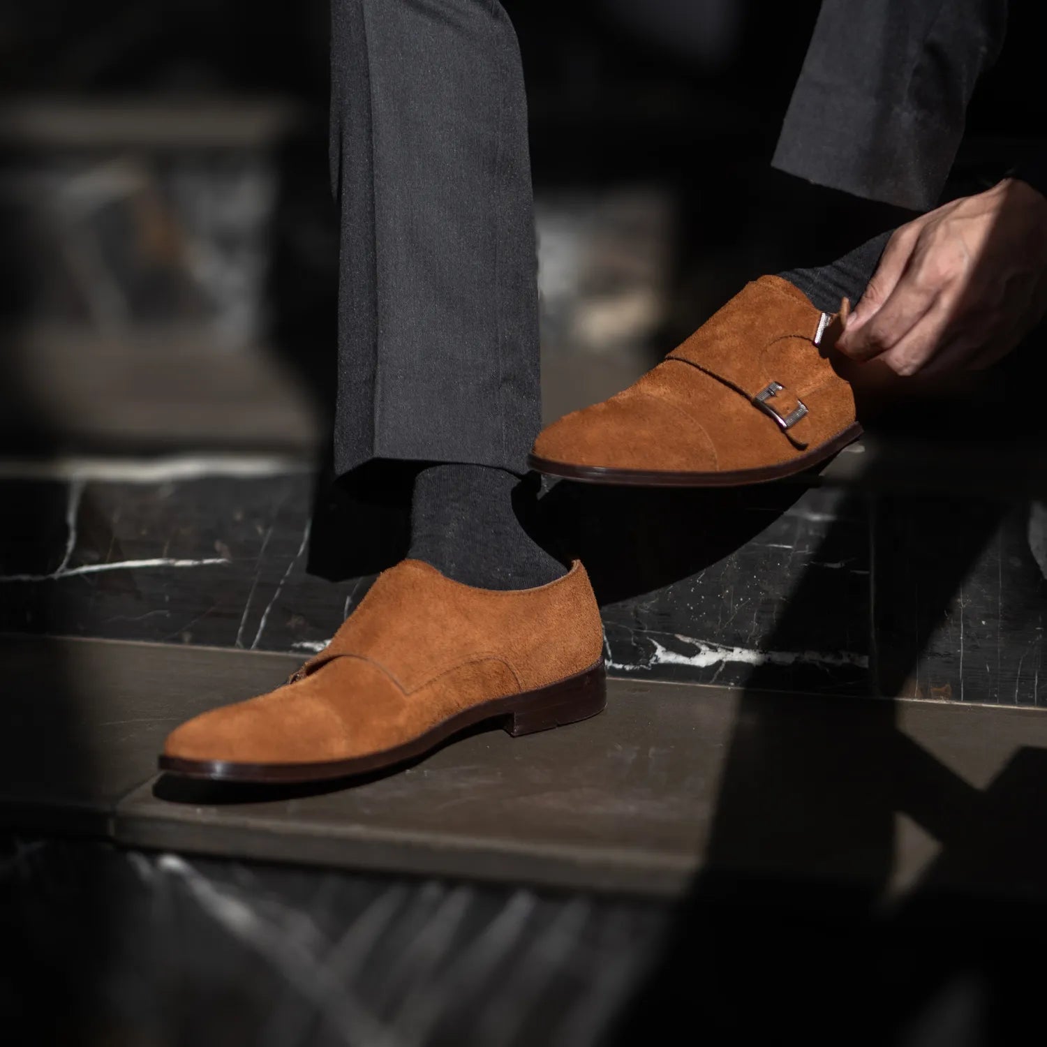 Boston Double Monk Strap Brown Suede Leather Shoes – The Jacket Maker
