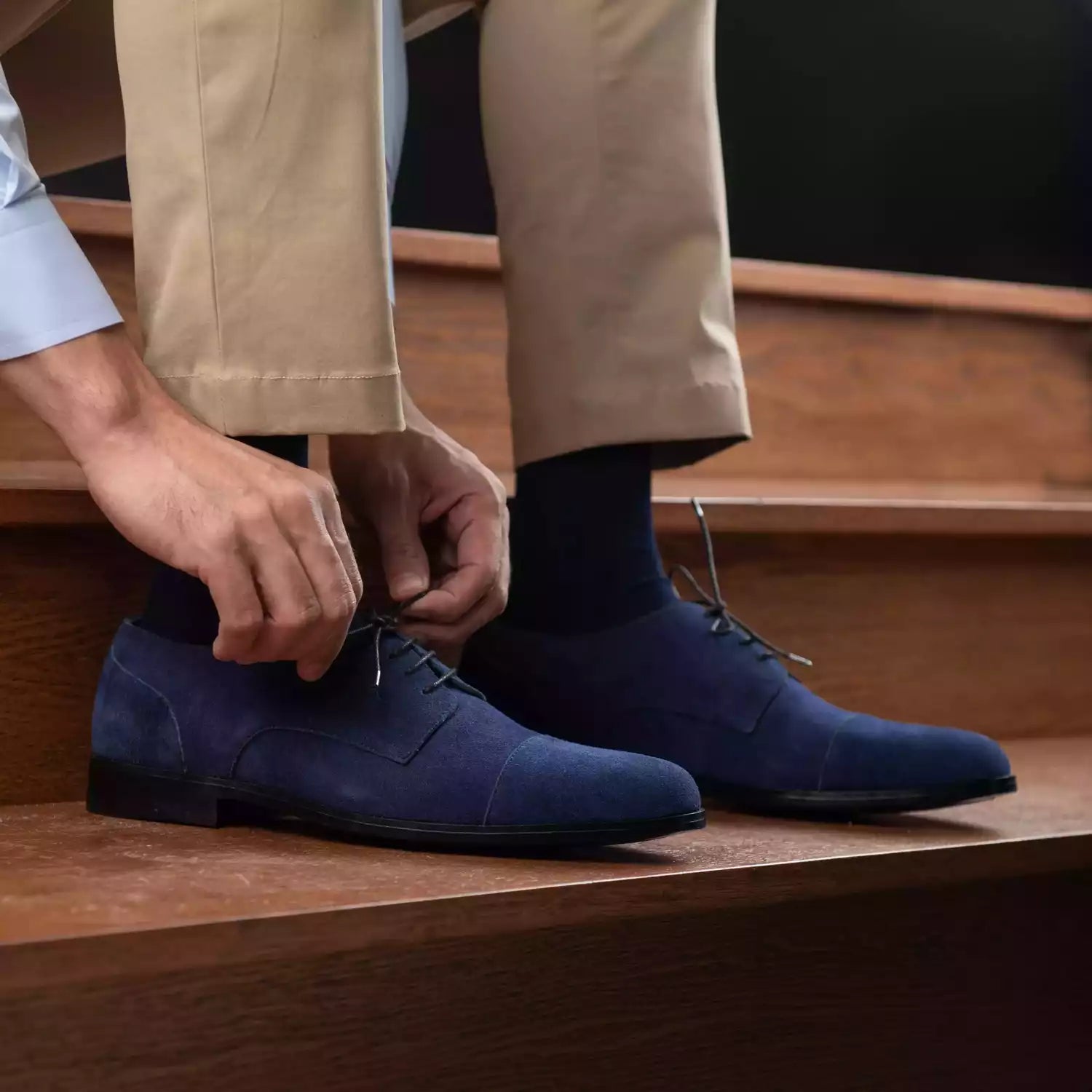 Attorney Derby Midnight Blue Suede Leather Shoes – The Jacket Maker