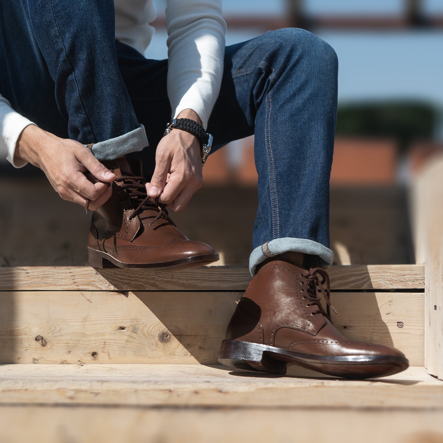 Duster Brogues Derby Brown Leather Boots – The Jacket Maker