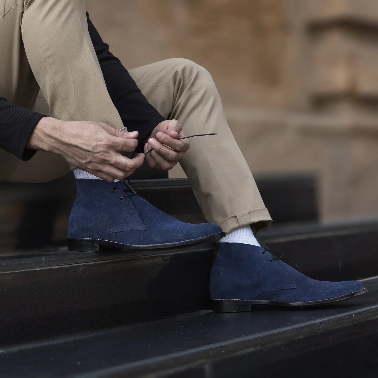 Denim Mens Suede Chukkas Dress Boots For Men Men's Casual Chukka