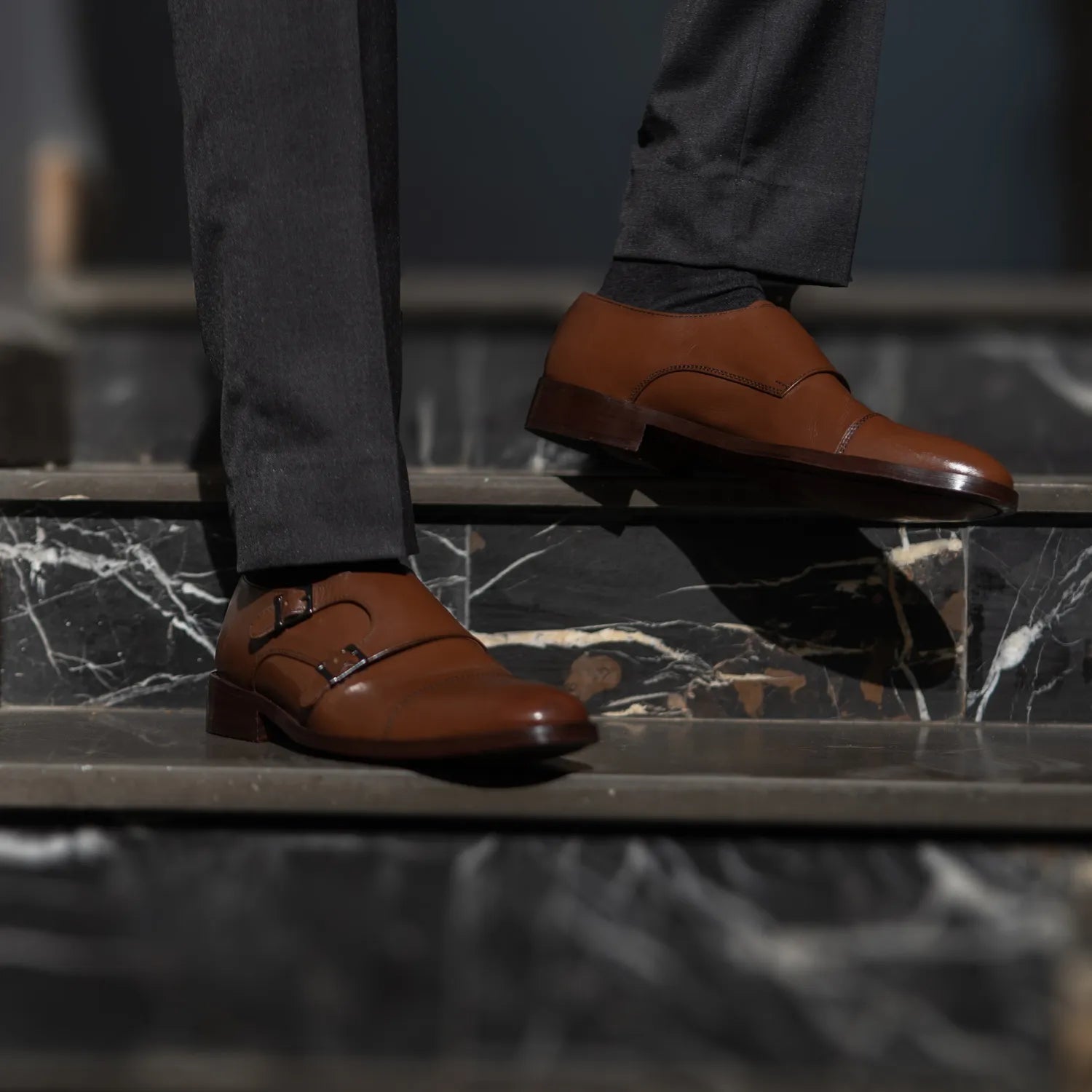 Boston Double Monk Strap Brown Leather Shoes – The Jacket Maker