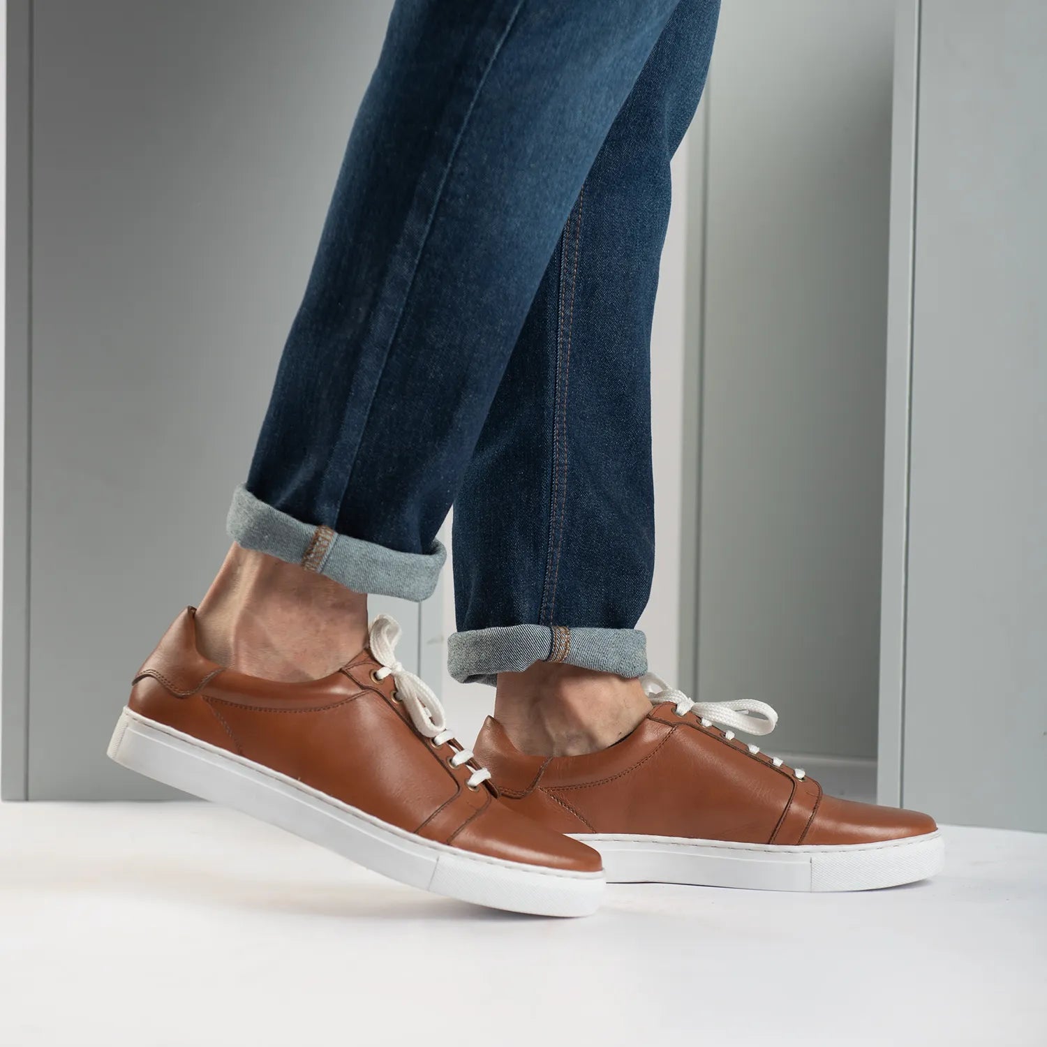 Carter Runn Brown Leather Sneakers The Jacket Maker Carter Runn Brown Leather Sneakers The Jacket Maker