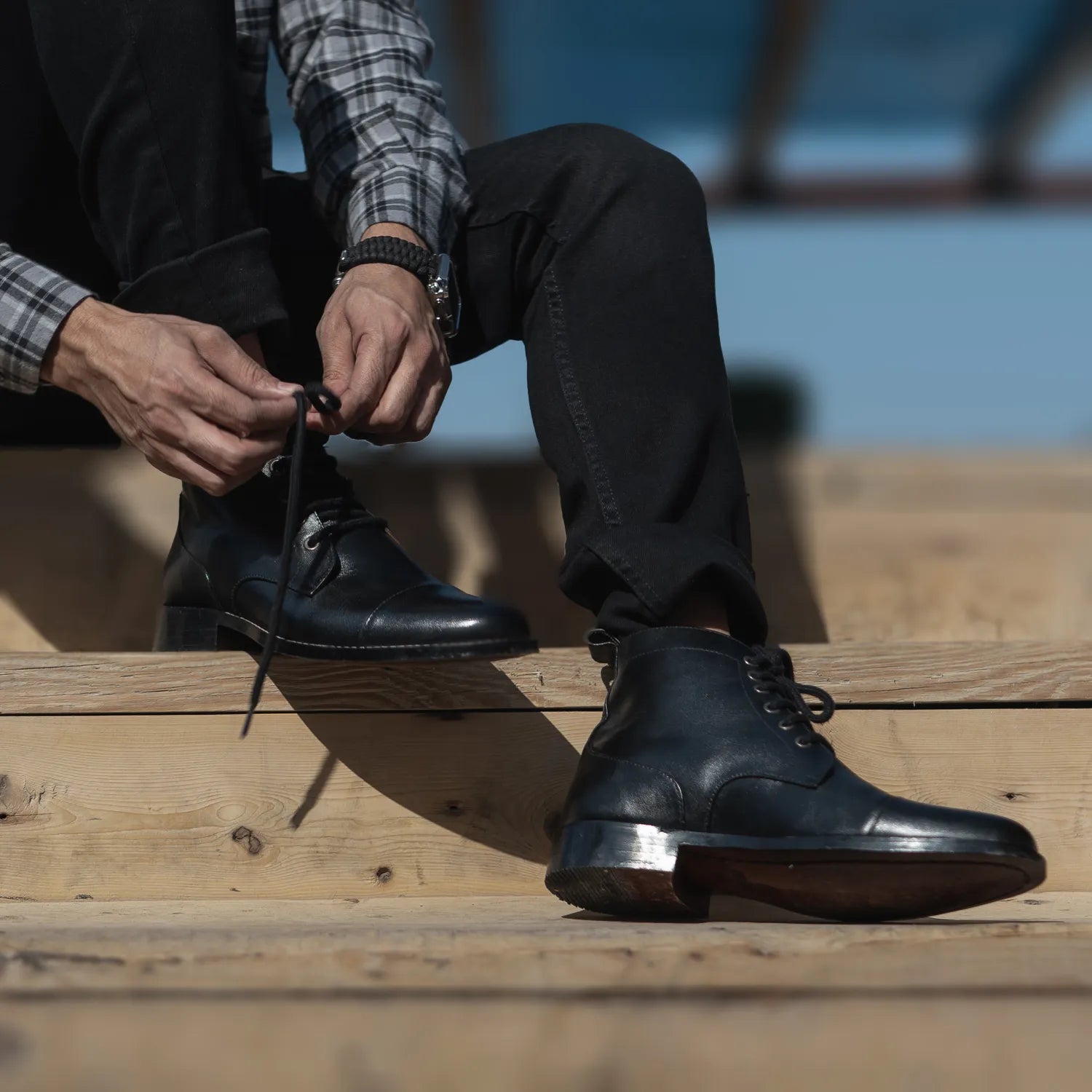 Knight Derby Black Leather Boots The Jacket Maker Knight Derby Black Leather Boots The Jacket Maker