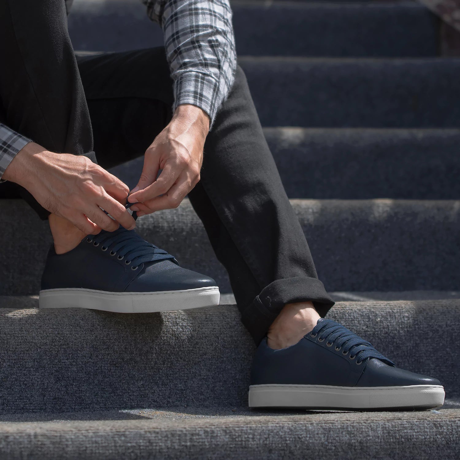 Murphy Low Top Midnight Blue Leather Sneakers The Jacket Maker Murphy Low Top Midnight Blue Leather Sneakers The Jacket Maker
