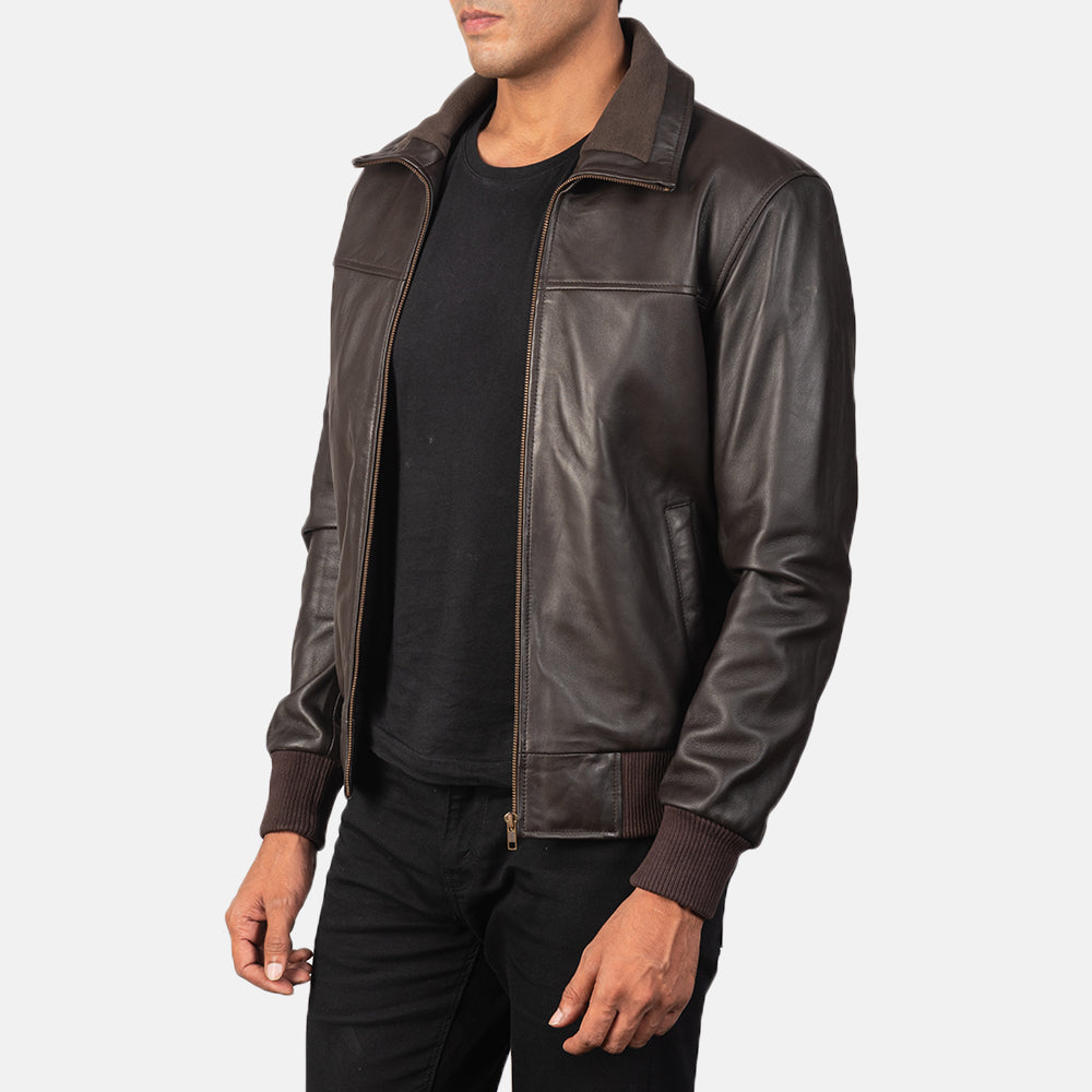 Men's Air Rolf Mocha Brown Leather Bomber Jacket – The Jacket Maker