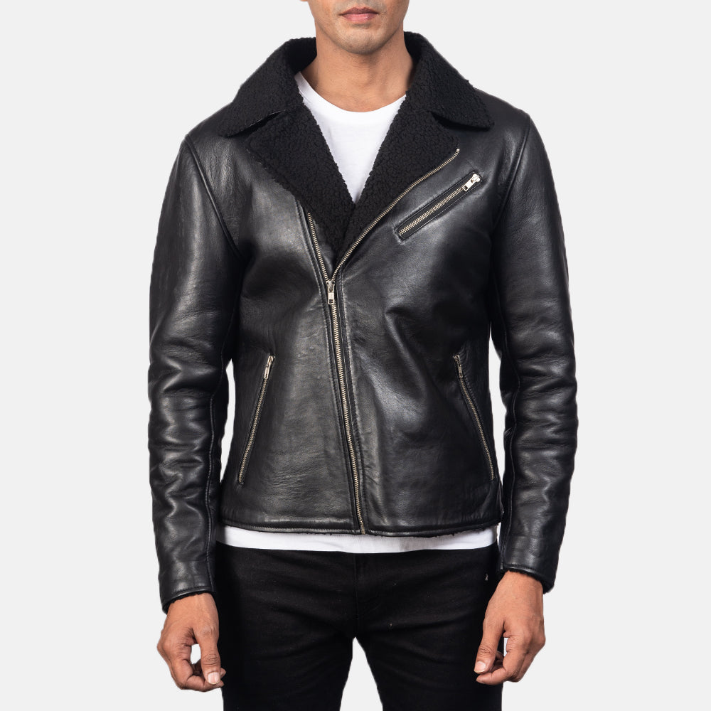Men's Alberto Shearling Black Leather Jacket – The Jacket Maker