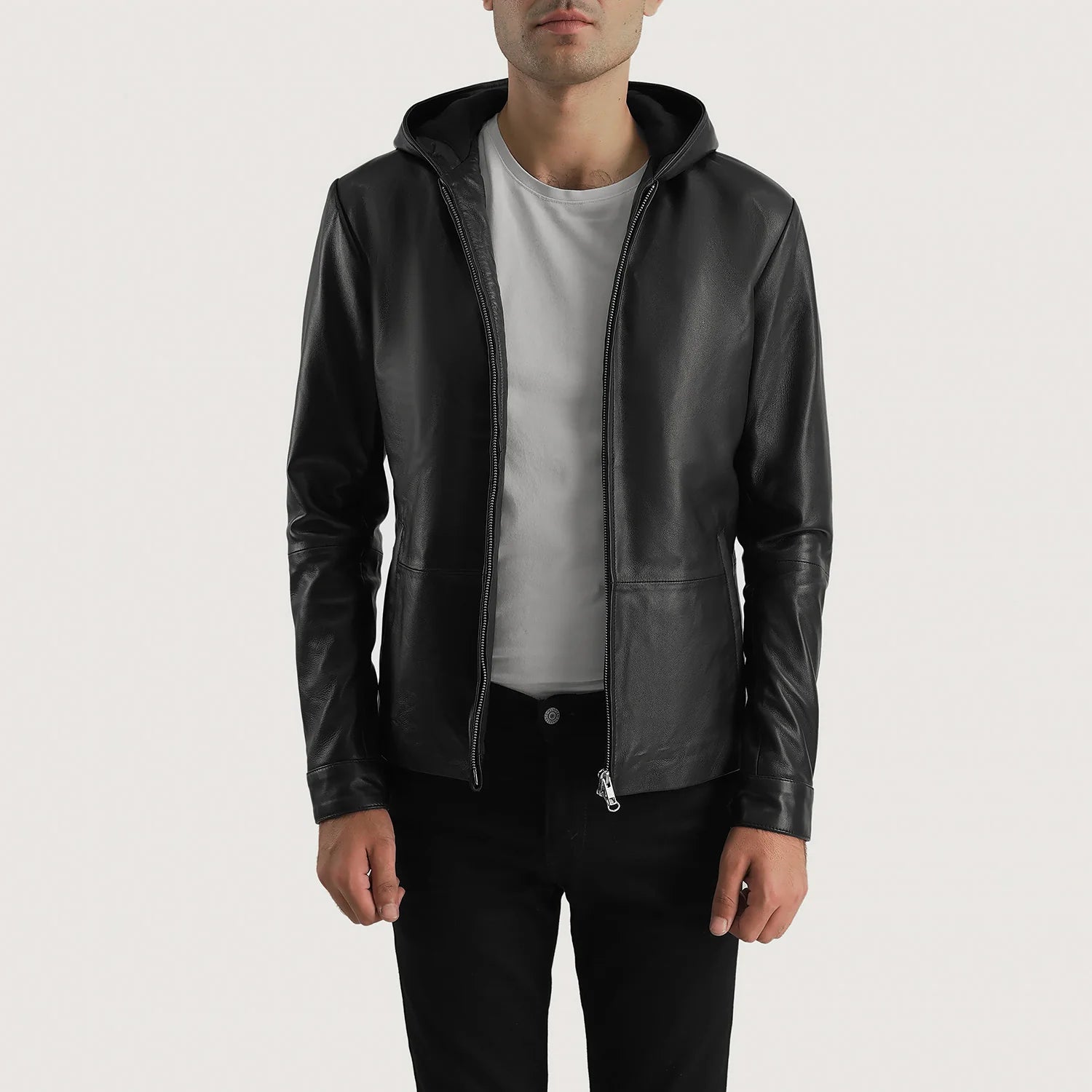 Men's Andy Matte Black Hooded Leather Jacket – The Jacket Maker