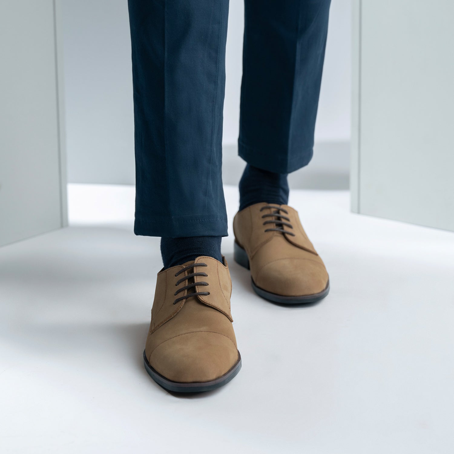 Attorney Derby Brown Nubuck Leather Shoes  StudGuard  The Jacket Maker