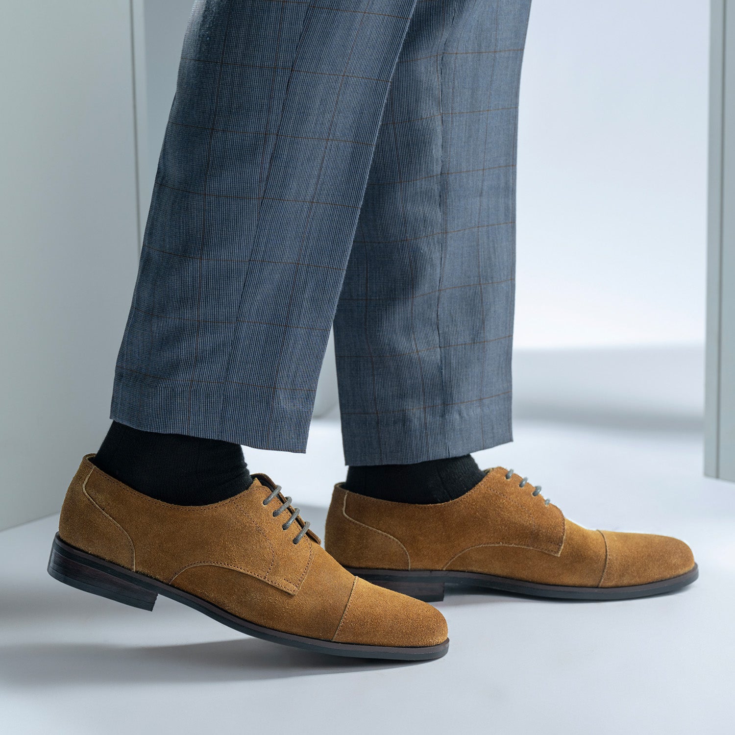 Attorney Derby Brown Suede Leather Shoes StudGuard For Men 