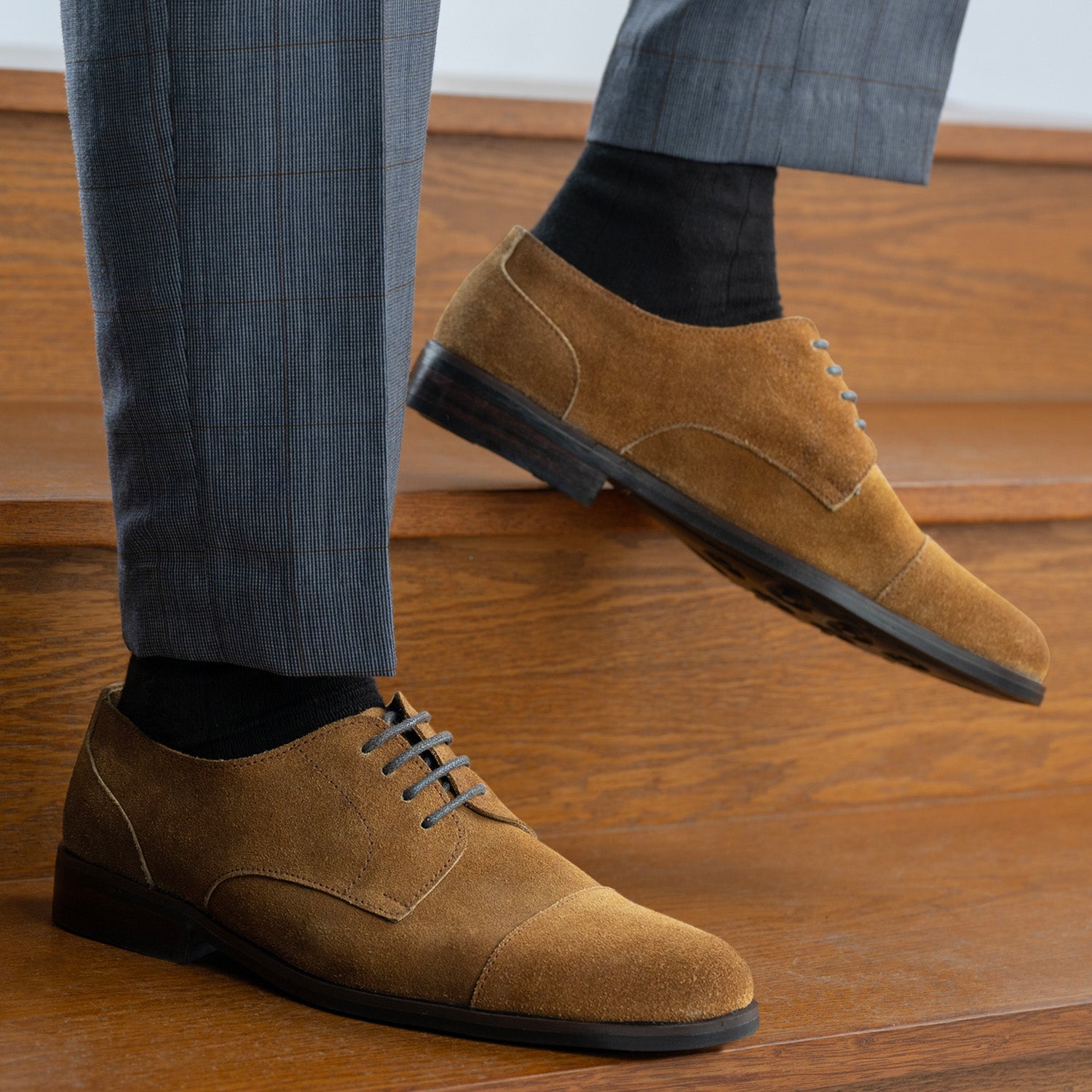 Attorney Derby Brown Suede Leather Shoes – StudGuard – The Jacket Maker
