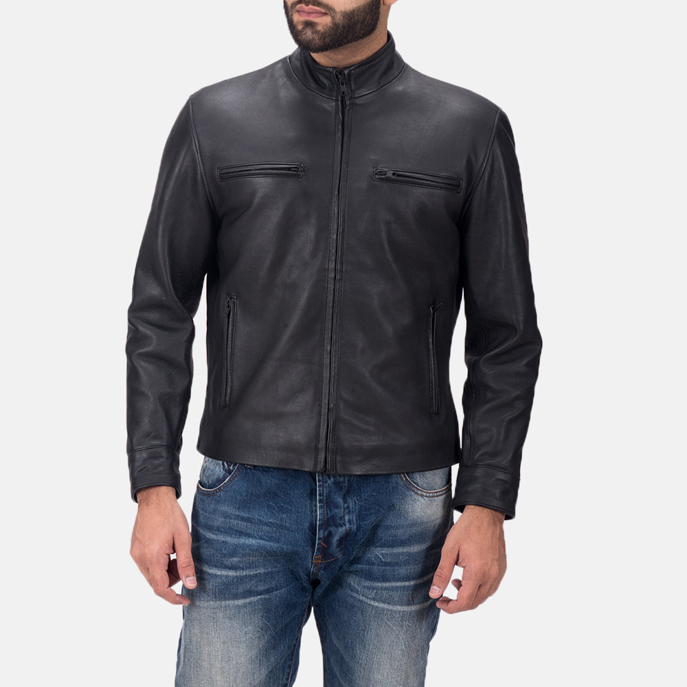 Men's Austere Matte Black Leather Biker Jacket – The Jacket Maker