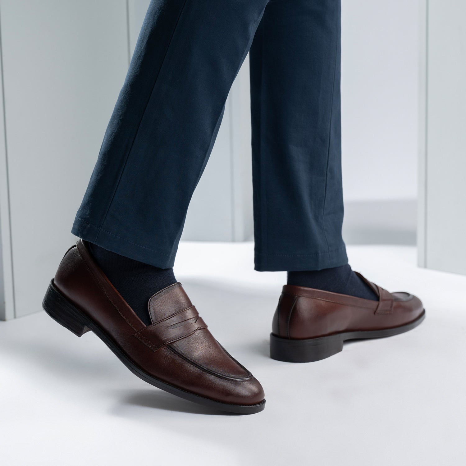 brown dress shoes loafers Brown Leather Penny Loafer for Men Brown Dress Shoes