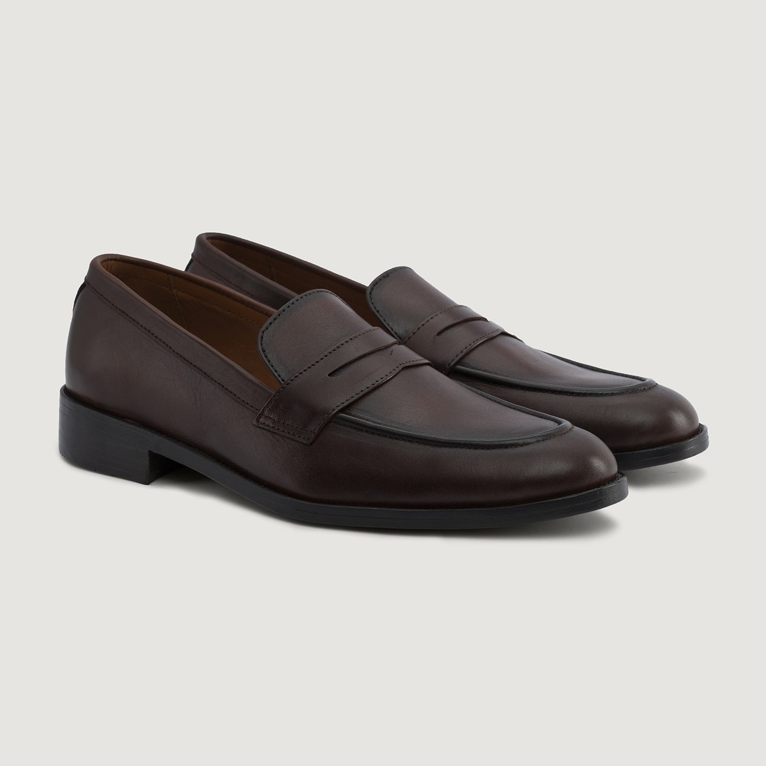 Baxton Burnished Brown Leather Loafers – The Jacket Maker