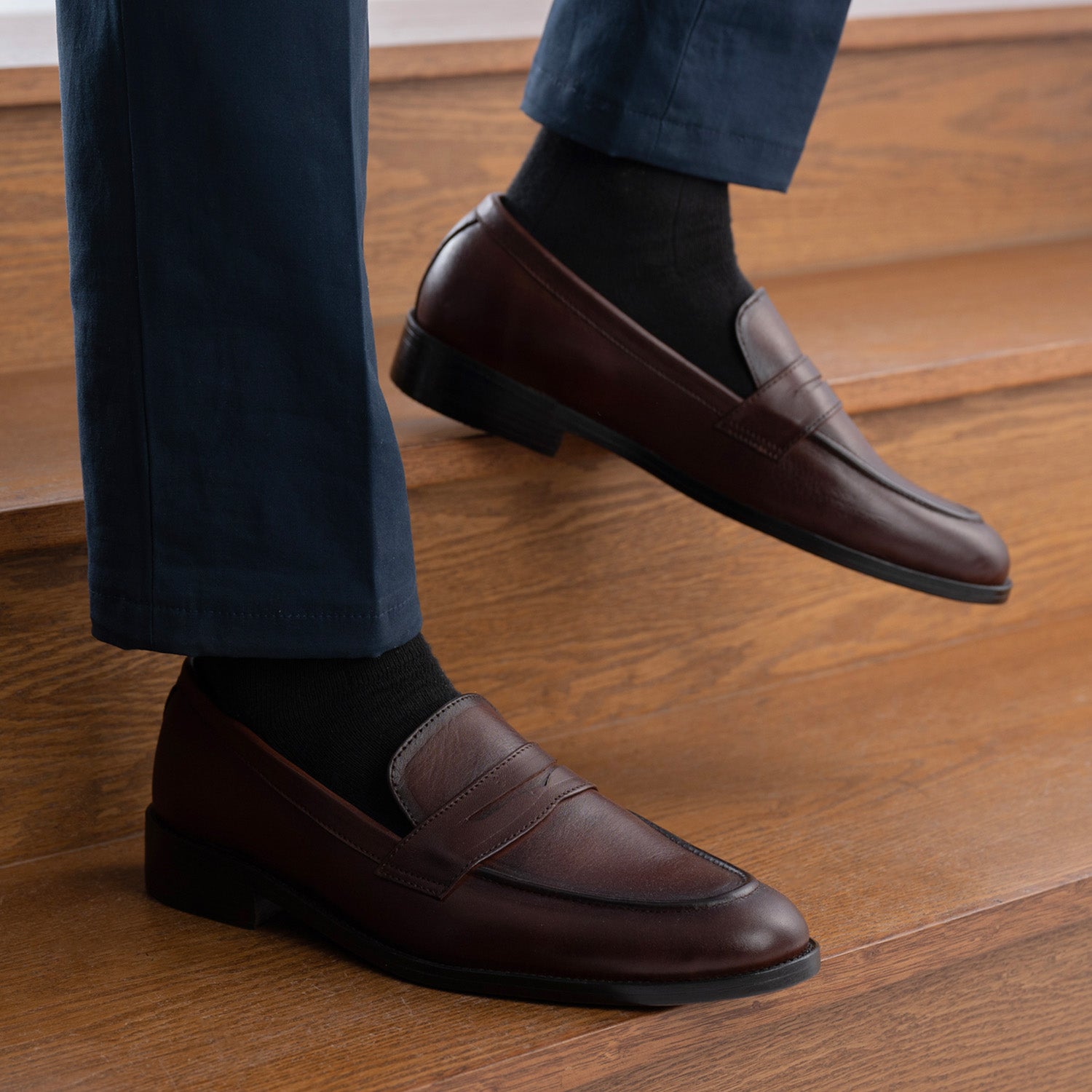 Baxton Burnished Brown Leather Loafers The Jacket Maker Baxton Burnished Brown Leather Loafers The Jacket Maker