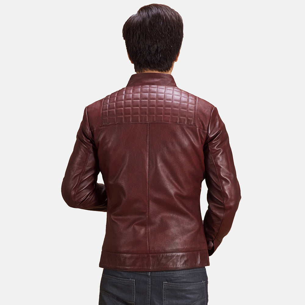 Men's Burgunn Dee Quilted Maroon Leather Biker Jacket – The Jacket