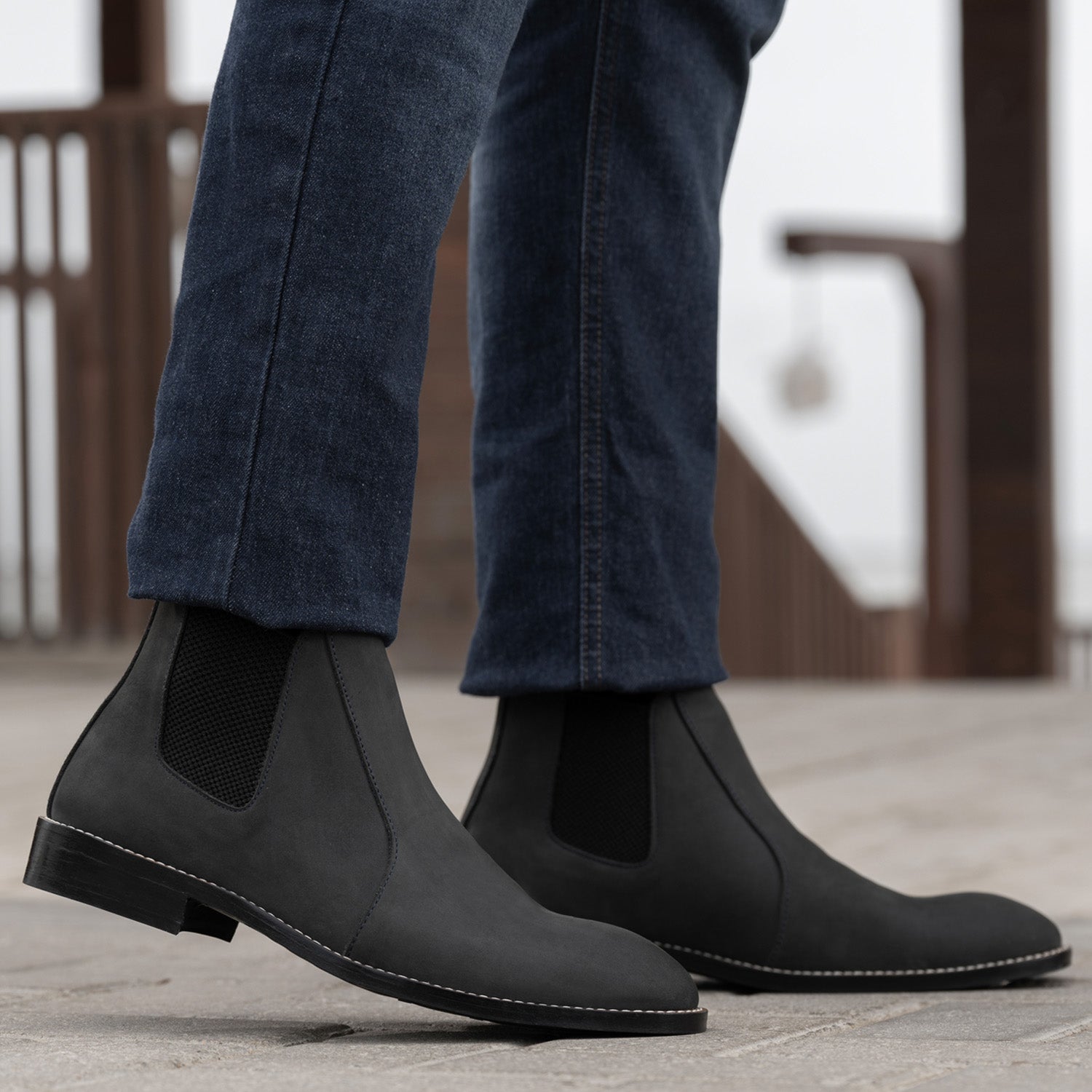 Black studded Leather Men\'s Chelsea Boot Mens Black Chelsea Boots | Goodyear Welted | Sparrods & Co main image 2