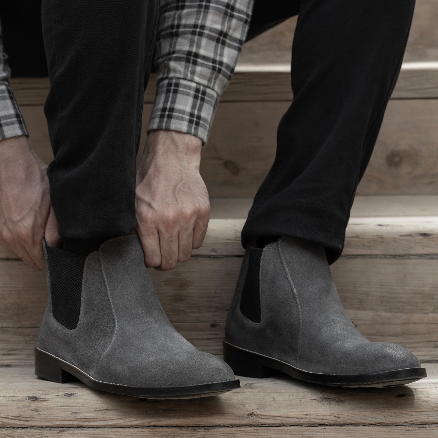 Clarkson Chelsea Grey Suede Leather Boots StudGuard For Men – The Jacket Maker Clarkson Chelsea Grey Suede Leather Boots StudGuard For Men – The Jacket Maker