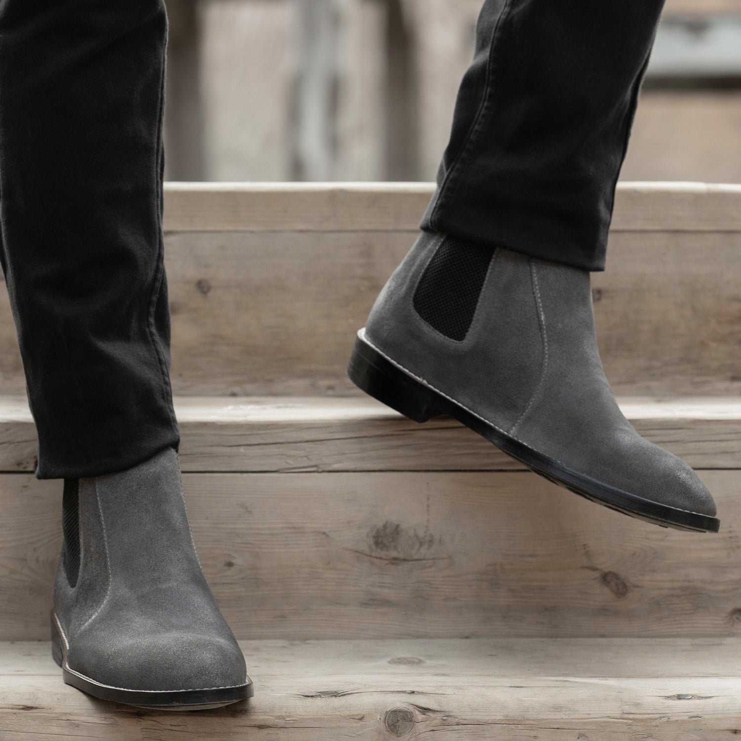 Clarkson Chelsea Grey Suede Leather Boots StudGuard For Men – The Jacket  Maker