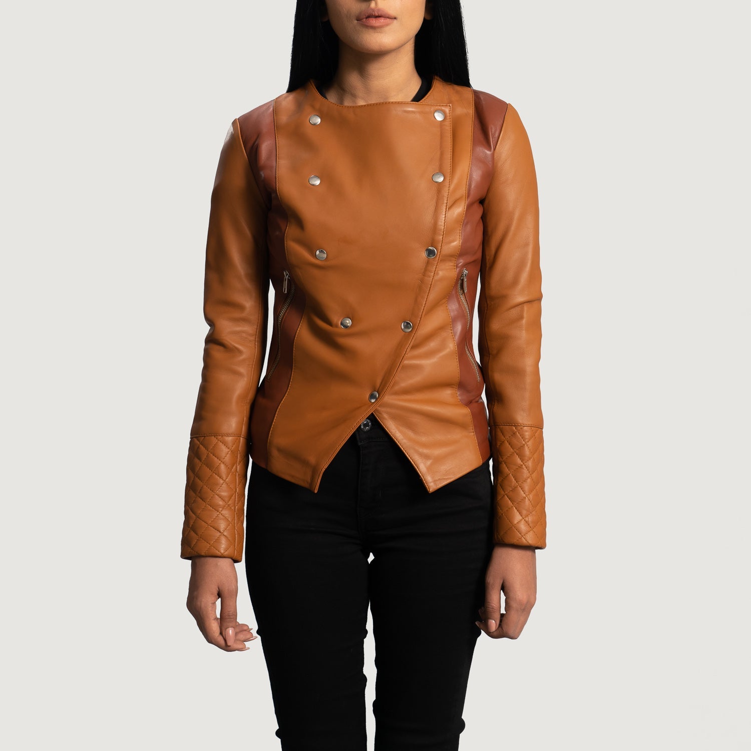 Women's County Tan Overlap Leather Jacket – The Jacket Maker