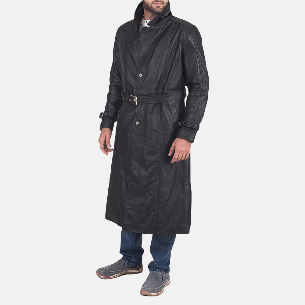Men's Daniel Black Leather Trench Coat – The Jacket Maker