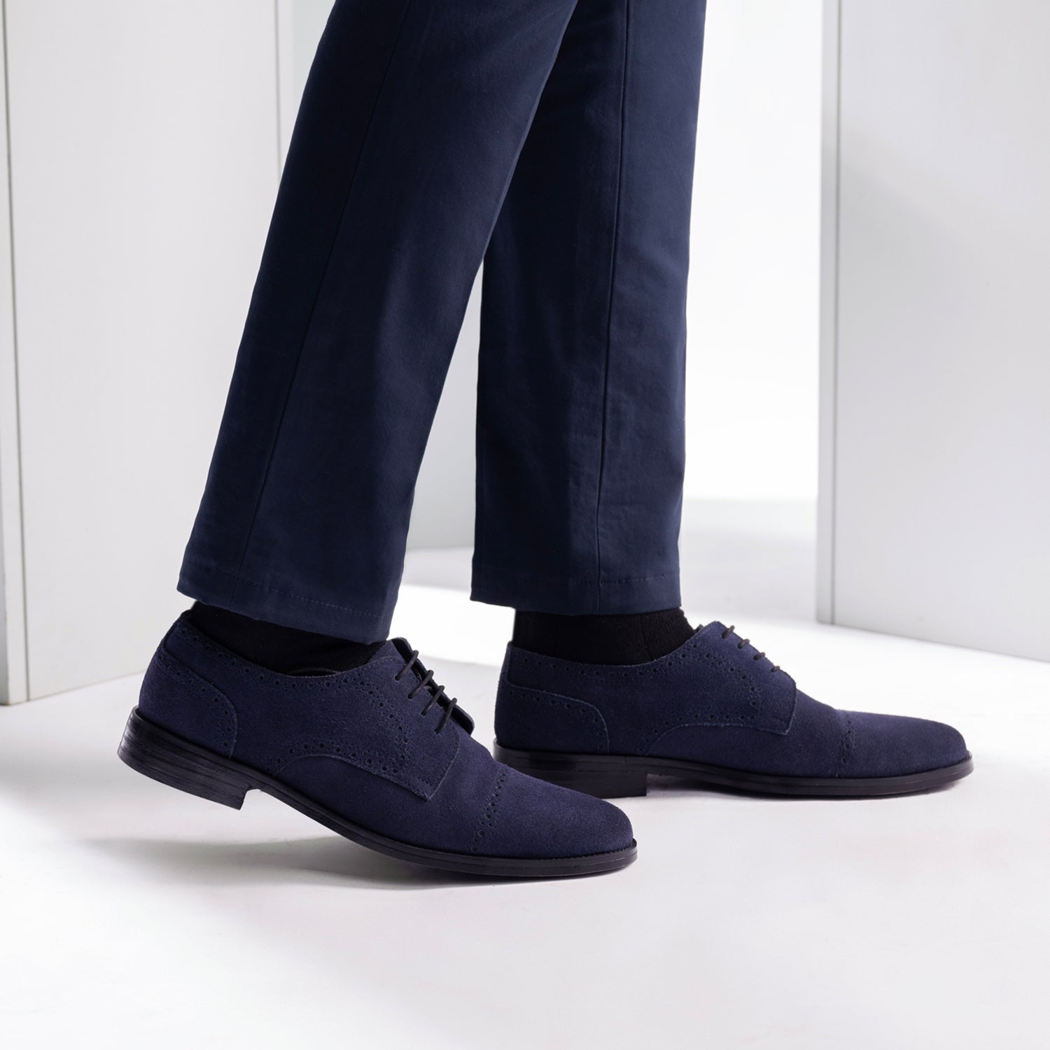 Dirk Brogues Derby Blue Suede Leather Shoes For Men – The  display picture 3