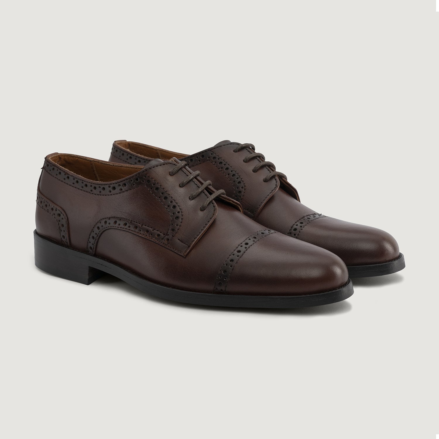 dark brown dress shoes men Dirk Brogues Derby Burnished Brown Leather Shoes – The Jacket Maker