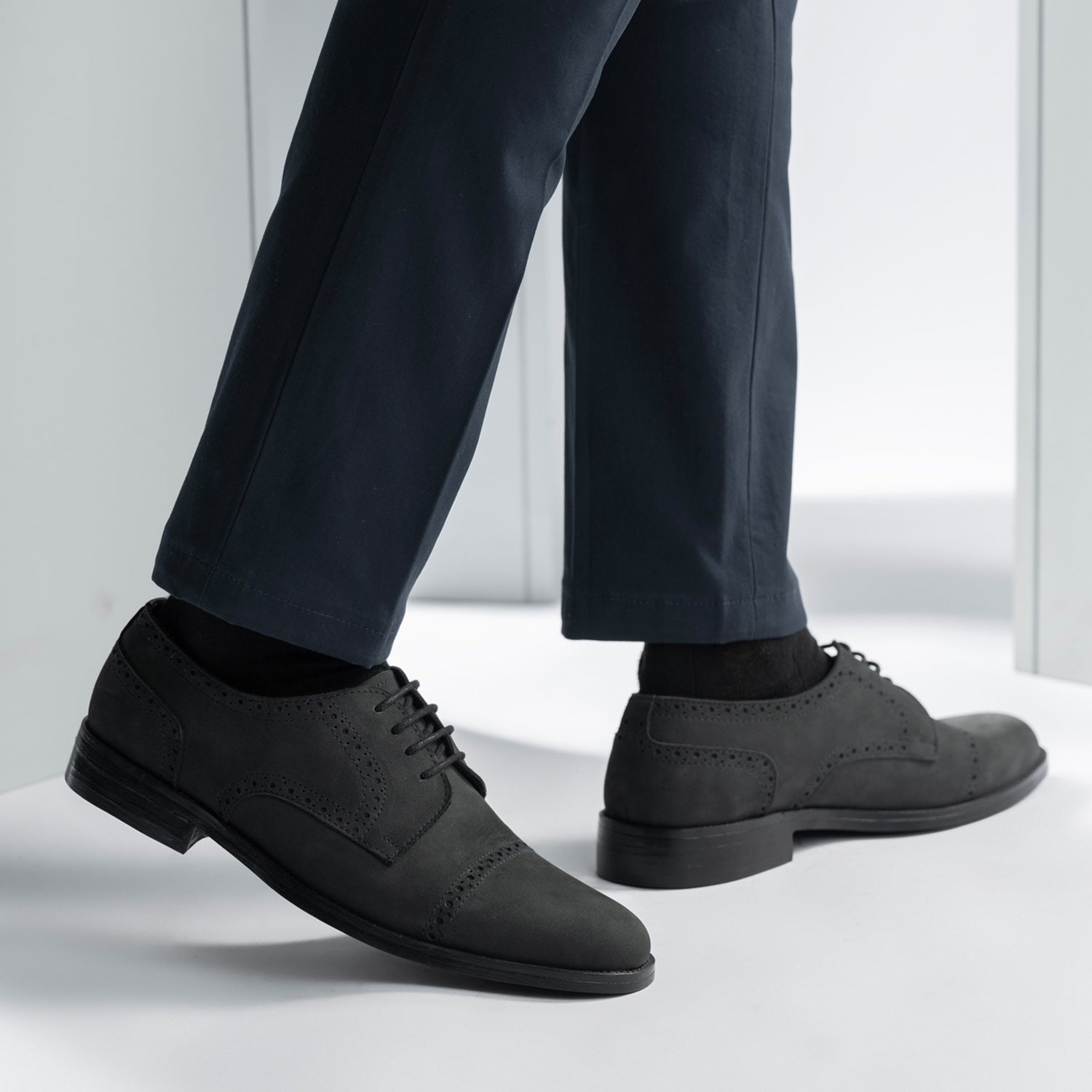 Dirk Brogues Derby Matte Black Nubuck Leather Shoes - StudGuard Dirk Brogues Derby Matte Black Nubuck Leather Shoes - StudGuard