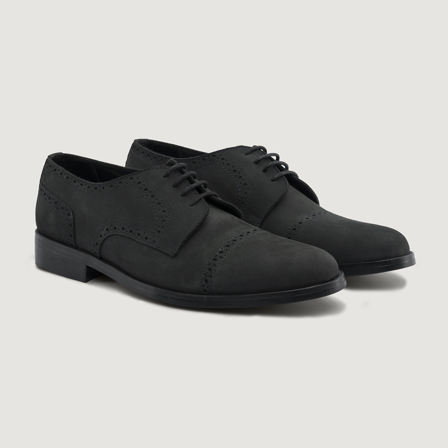 Dirk Brogues Derby Matte Black Nubuck Leather Shoes – StudGuard – The Jacket Maker