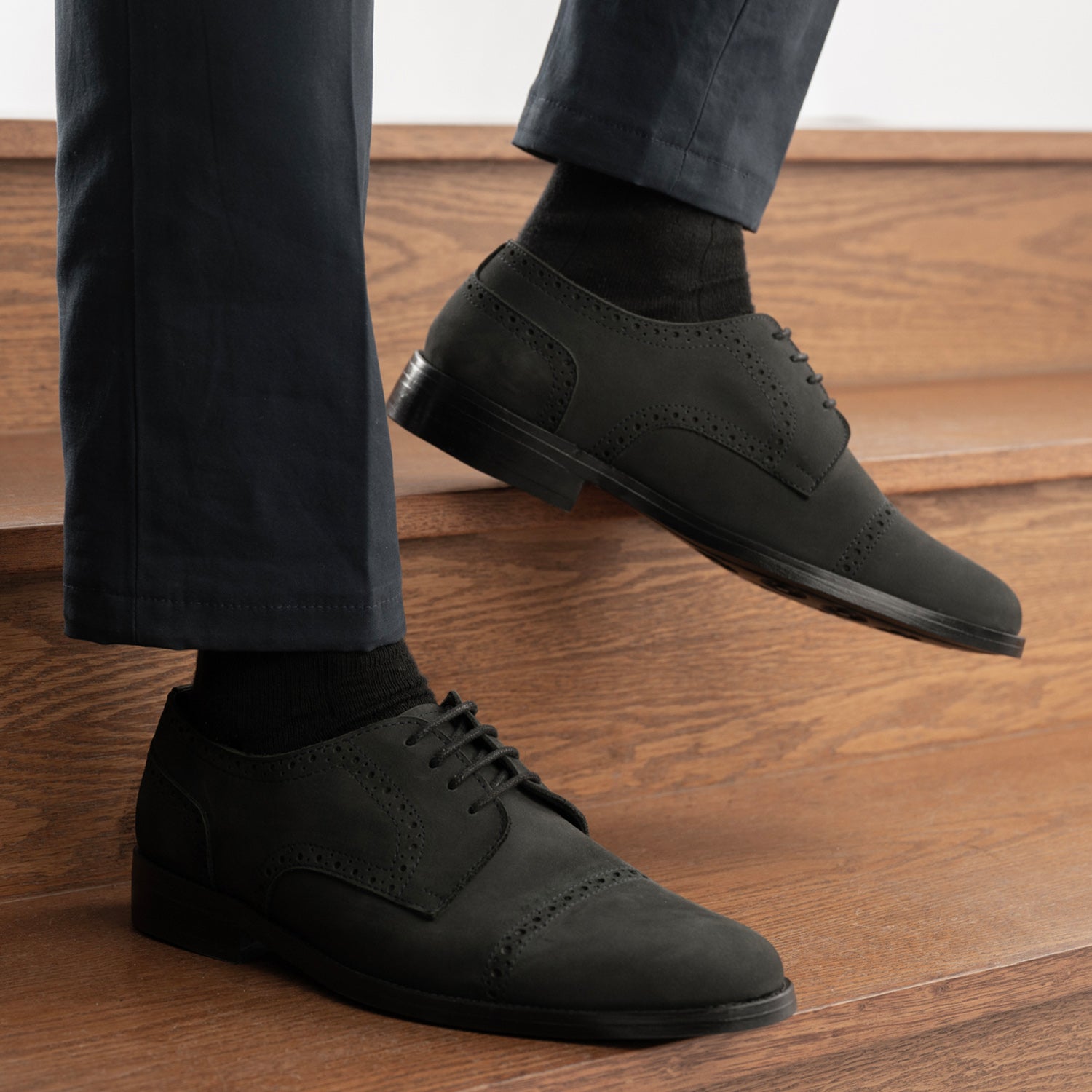 matte black dress shoes Sanzio Matte Black Cap-Toe Oxford for Men
