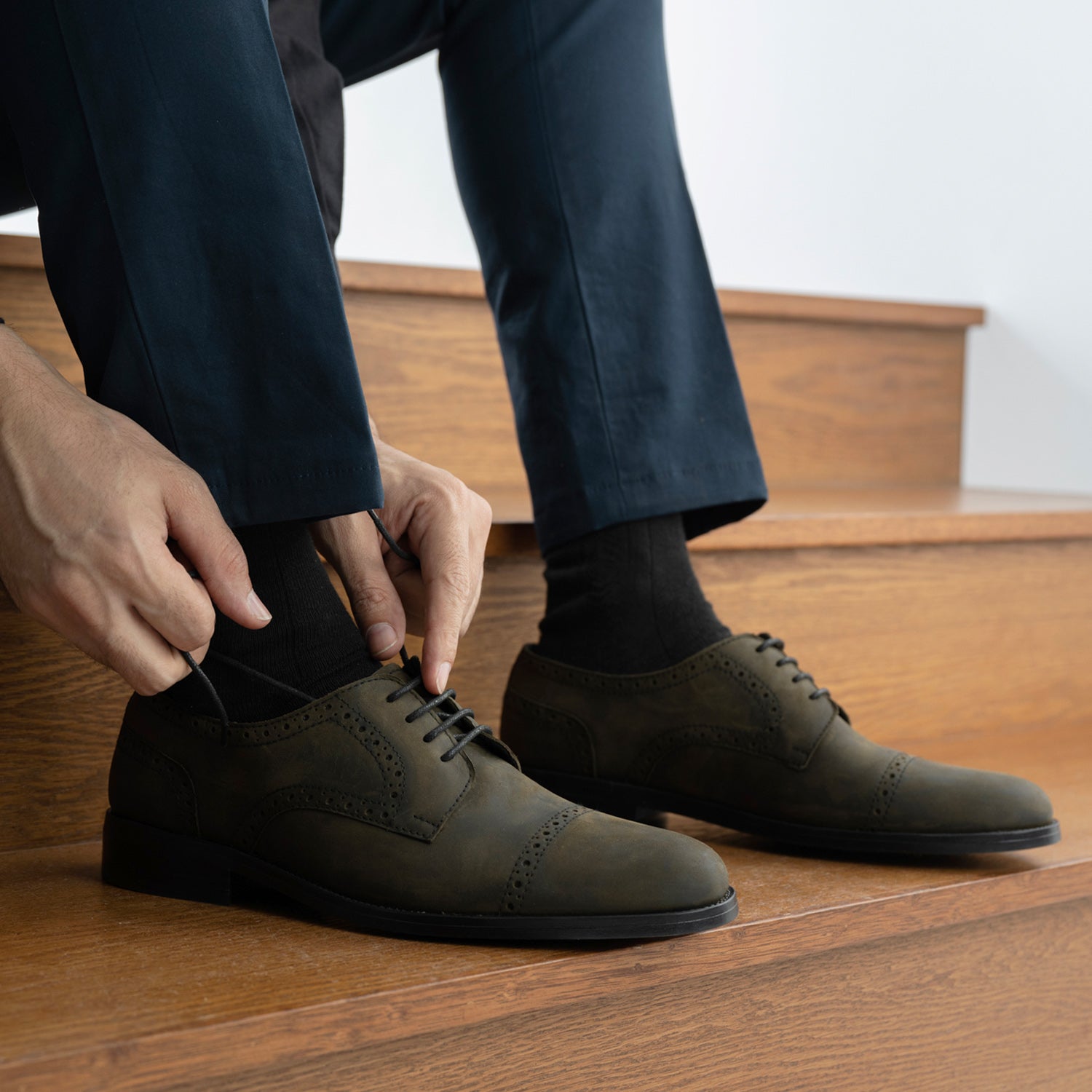 Dirk Brogues Derby Olive Oil Pullup Leather Shoes StudGuard 