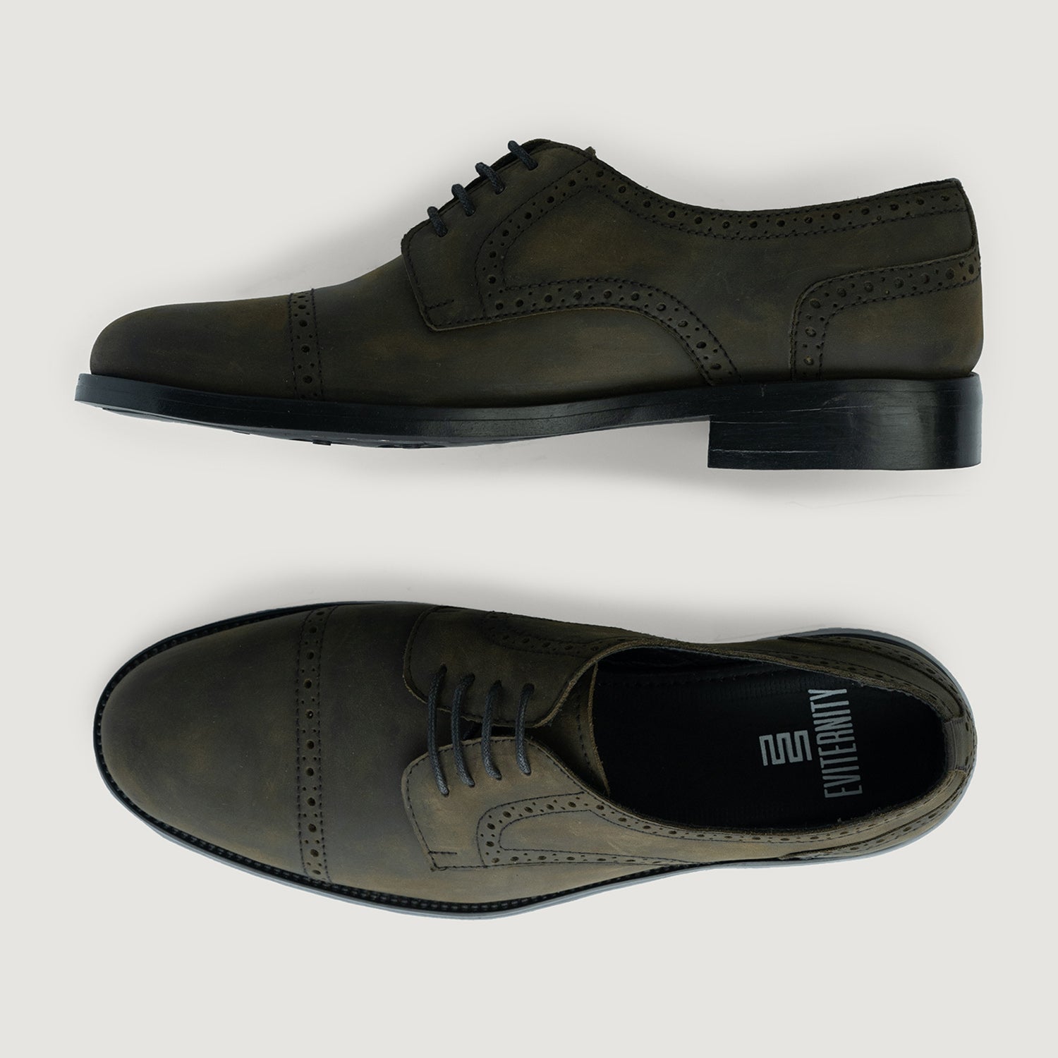 Handmade Portugal Canvas Leather Sole Derby Shoes Size 46 Olive Green Lace Up Vintage Olive Green Suede Leather Derby Shoes Men main image 3