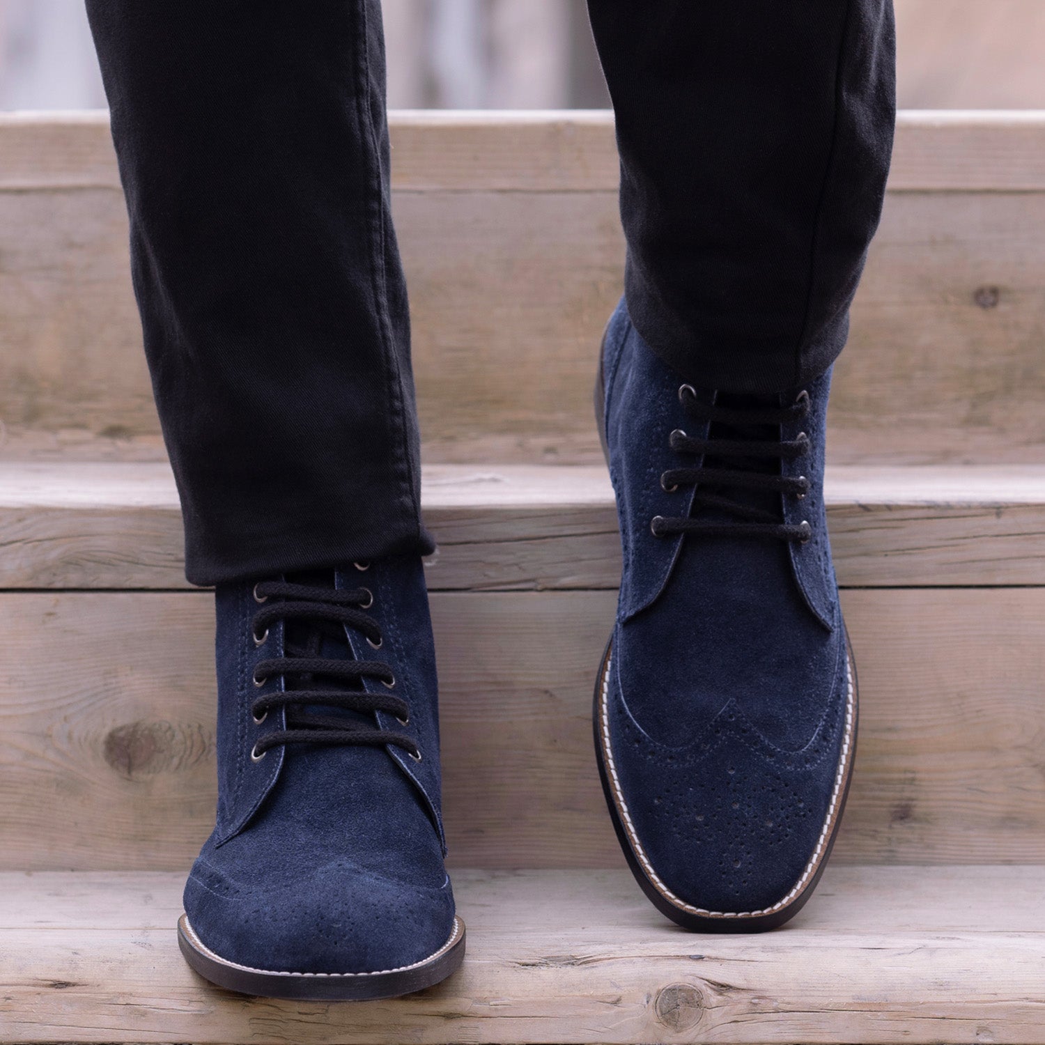 Duster Brogues Blue Suede Leather Boots StudGuard For Men  display picture 1