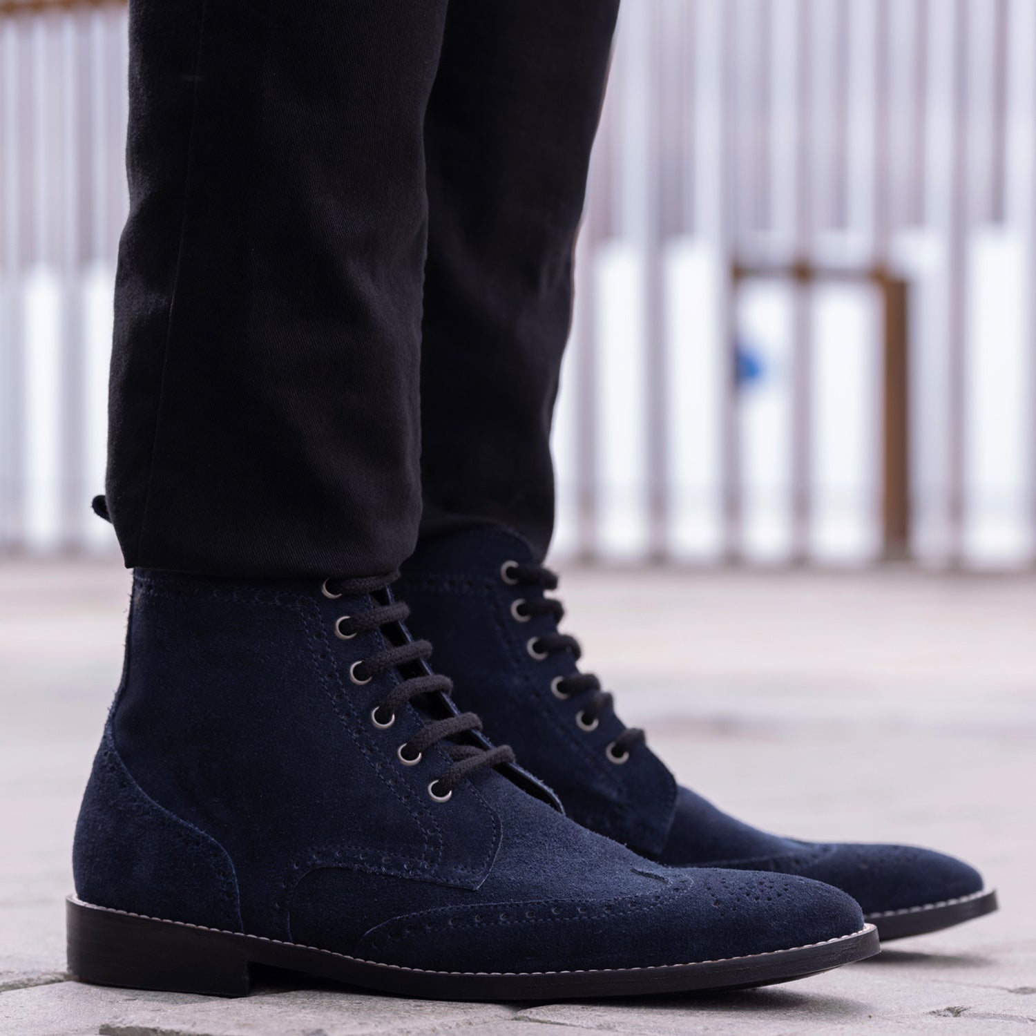 Duster Brogues Blue Suede Leather Boots StudGuard For Men – The