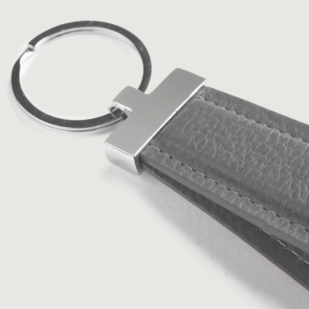 Grey Keychains Elroy Grey Leather Keychain For Men & Women - The Jacket Maker