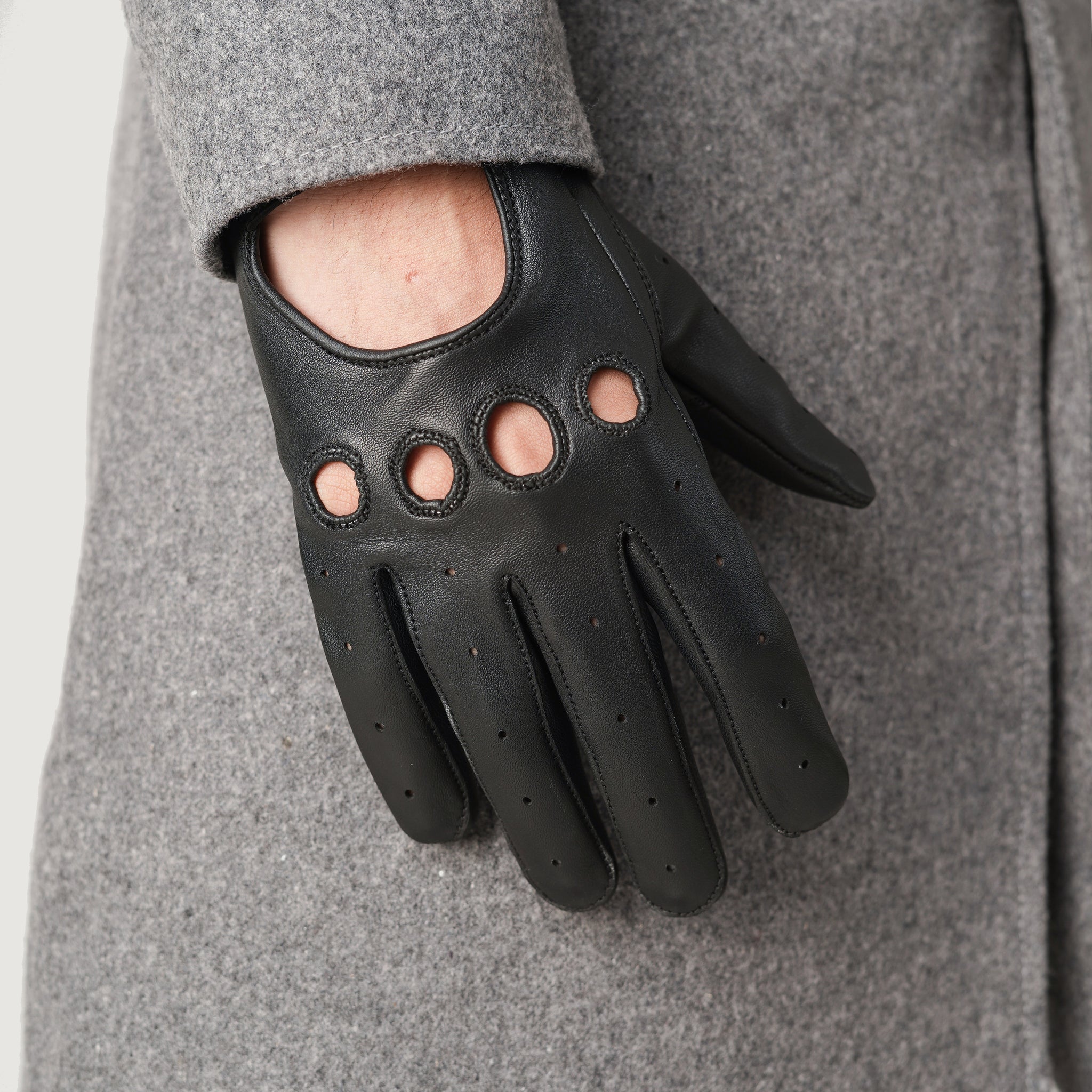Modestone Universal Rider Guanti Da Guida In Pelle Uomo - Guanti Da Auto In Pelle Genuina Con Cinturino E Fori Per Le Nocche - Colore Nero