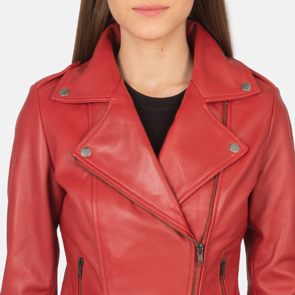 FLASHBACK レザージャケット Women's Flashback Red Leather Biker Jacket – The Jacket Maker