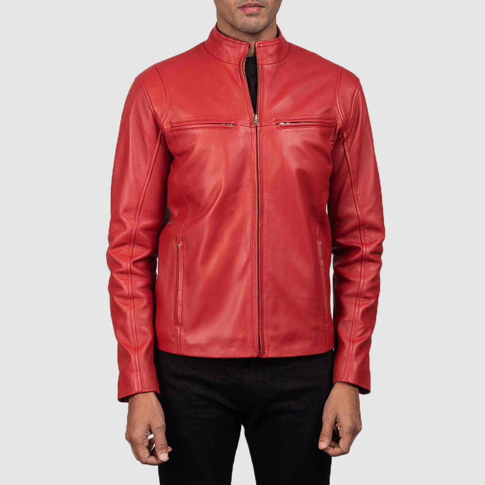 Men's Ionic Red Leather Biker Jacket – The Jacket Maker