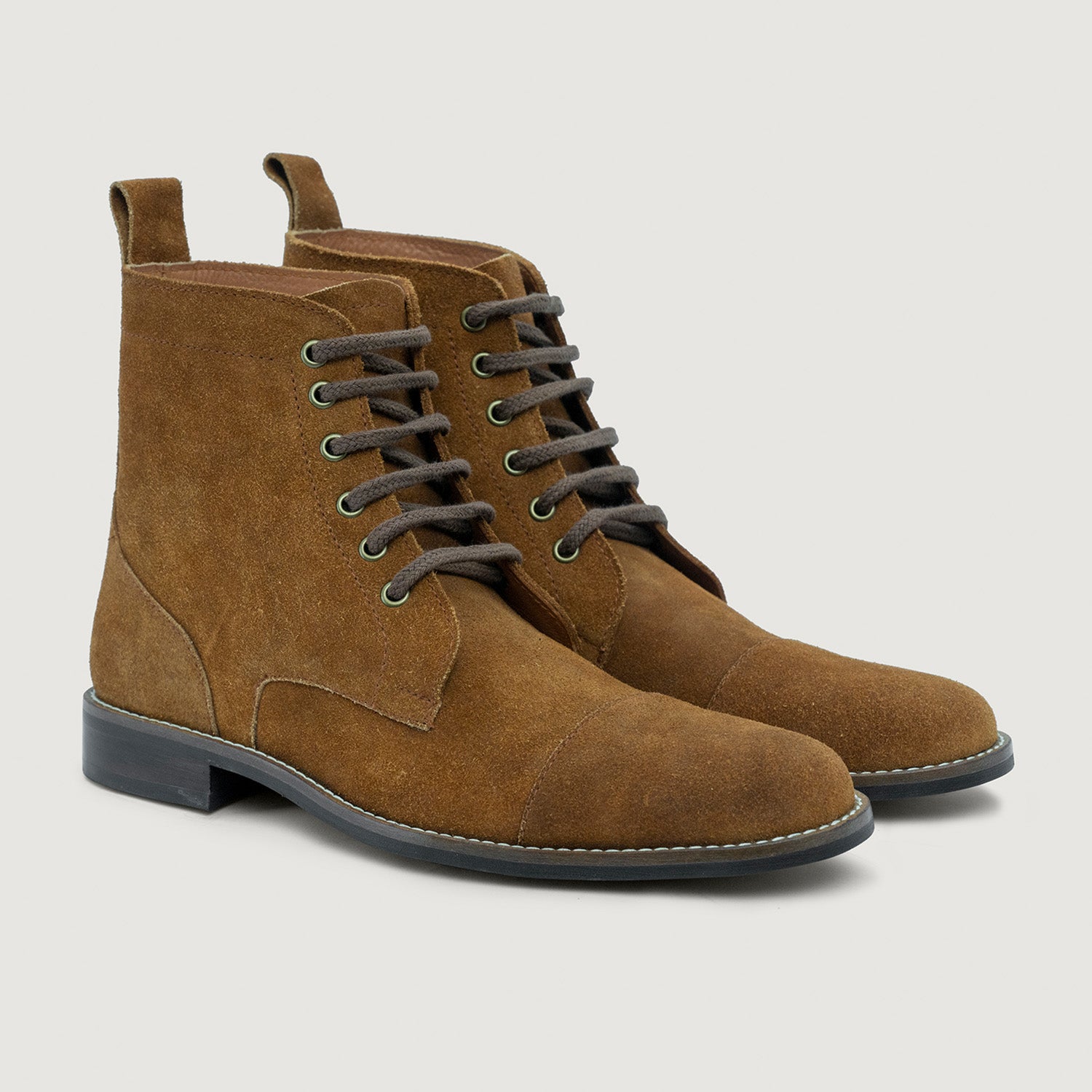 Tan Suede Men\'s Boots with Sturdy Laces Frye Russell boots FR41606 –Tan Leather Boots Men main image 4