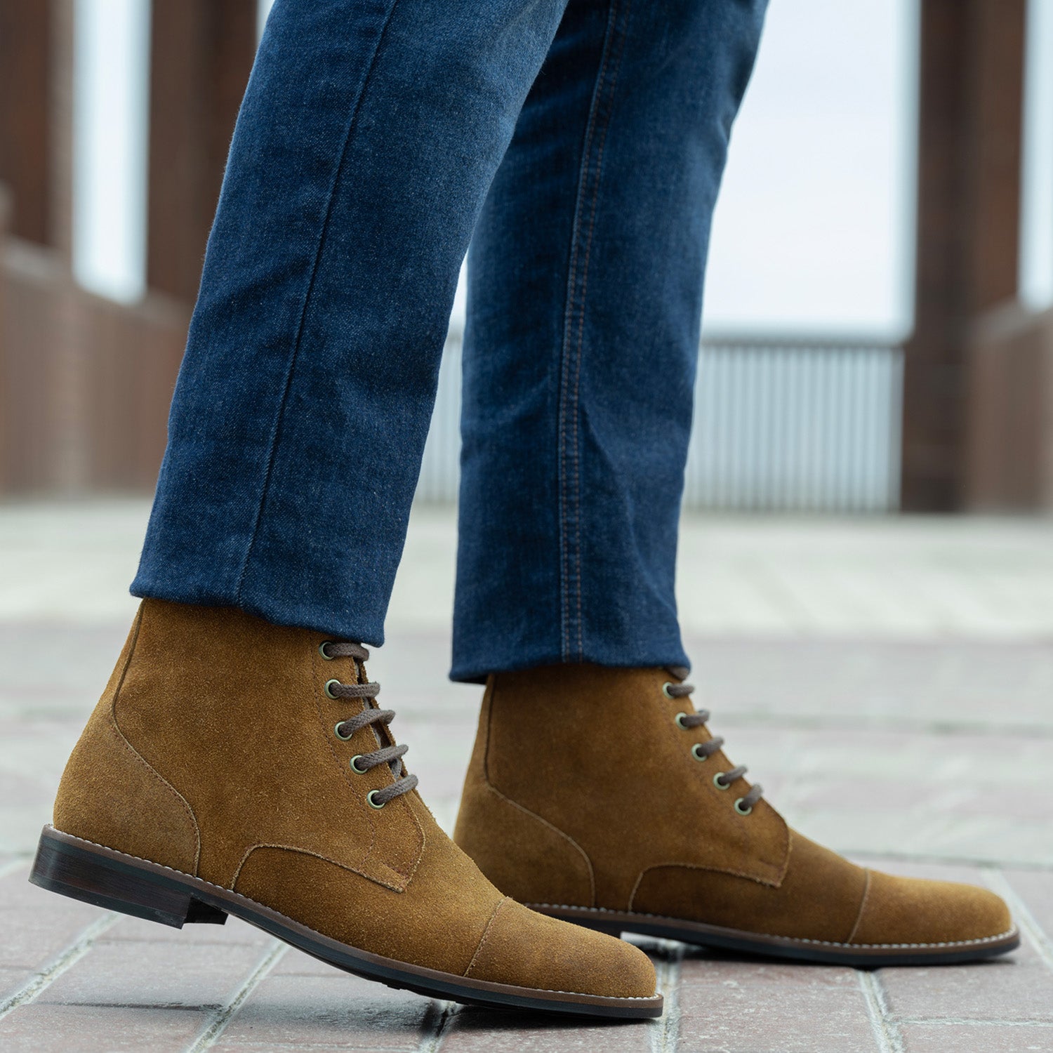 Men\'s Dark Brown Leather & Suede Lace-Up Boots Handcrafted Men main image 4