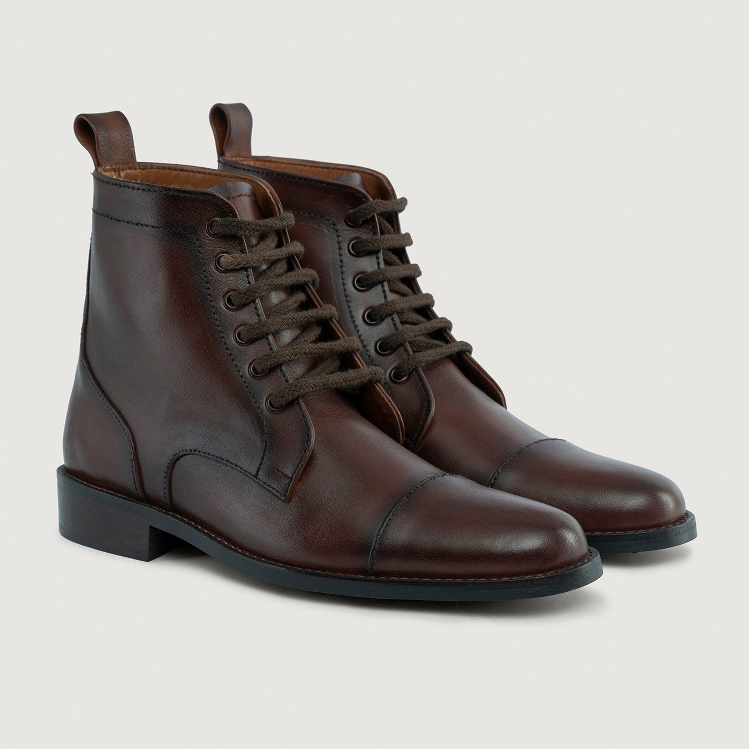 Knight Derby Burnished Brown Leather Boots StudGuard For Men – The Jacket Maker