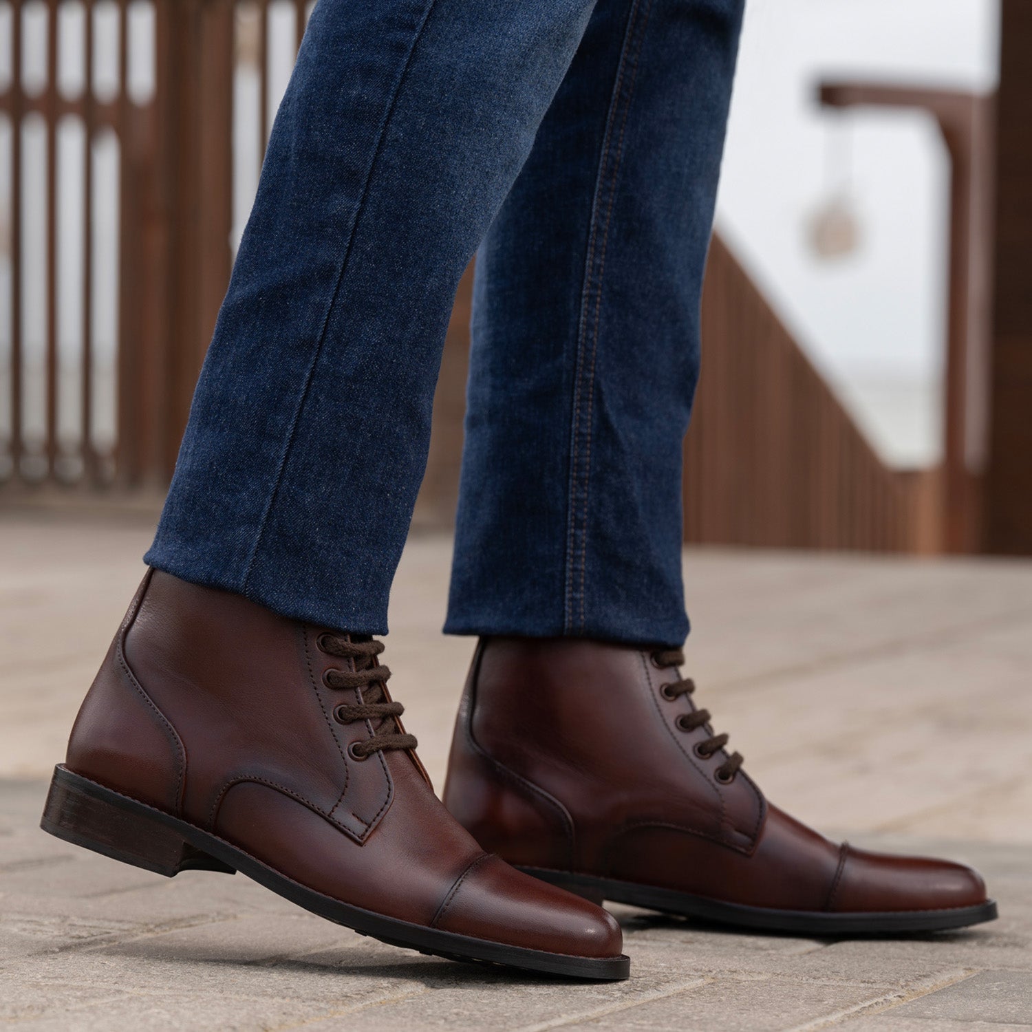 mens dress boots brown Knight Derby Burnished Leather – StudGuard – The Jacket Maker Colour:Dark green View from Roy's - SPLIT DRESS Balmoral boots elegant medium