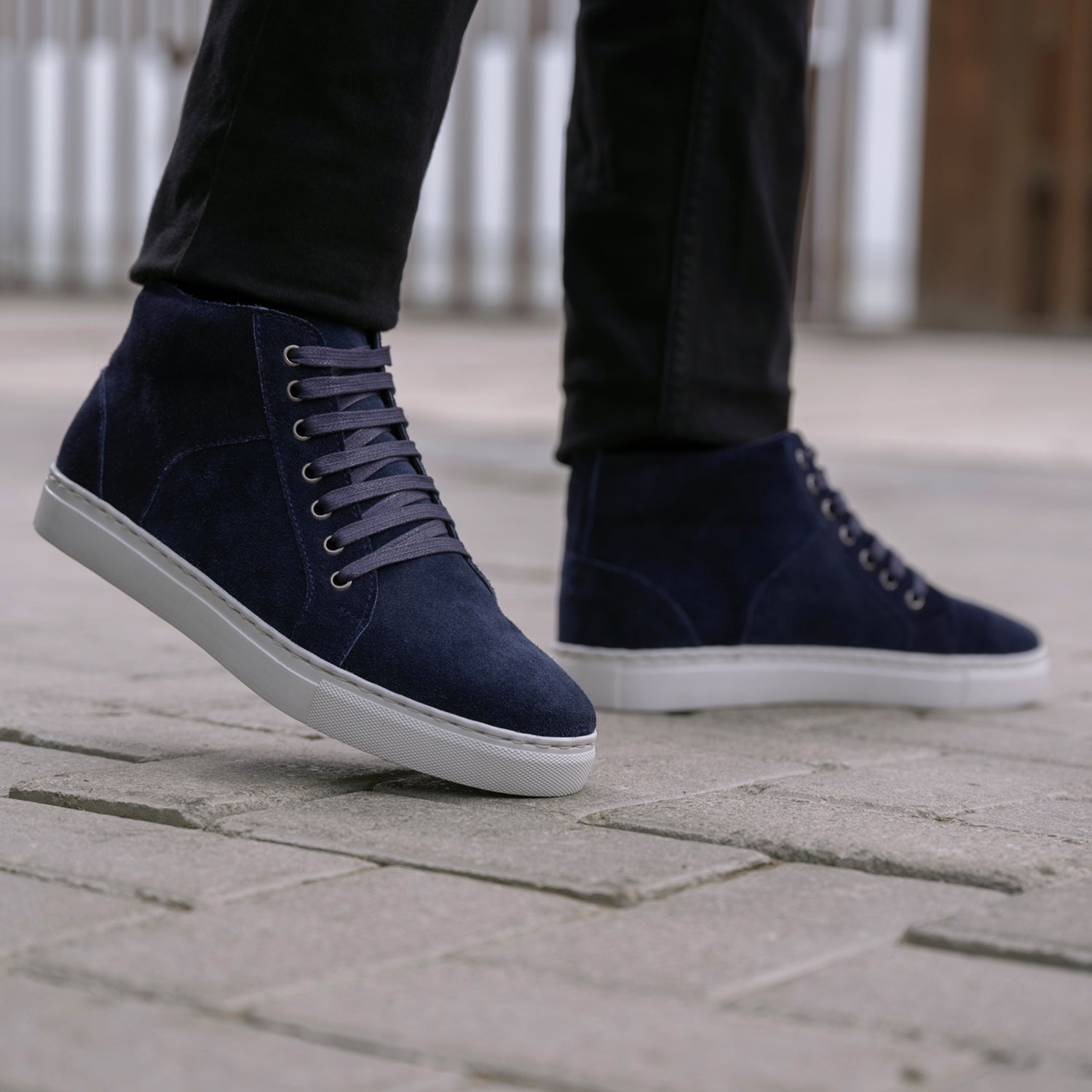 Marty High Top Blue Suede Leather Sneakers For Men – The Jacket Maker