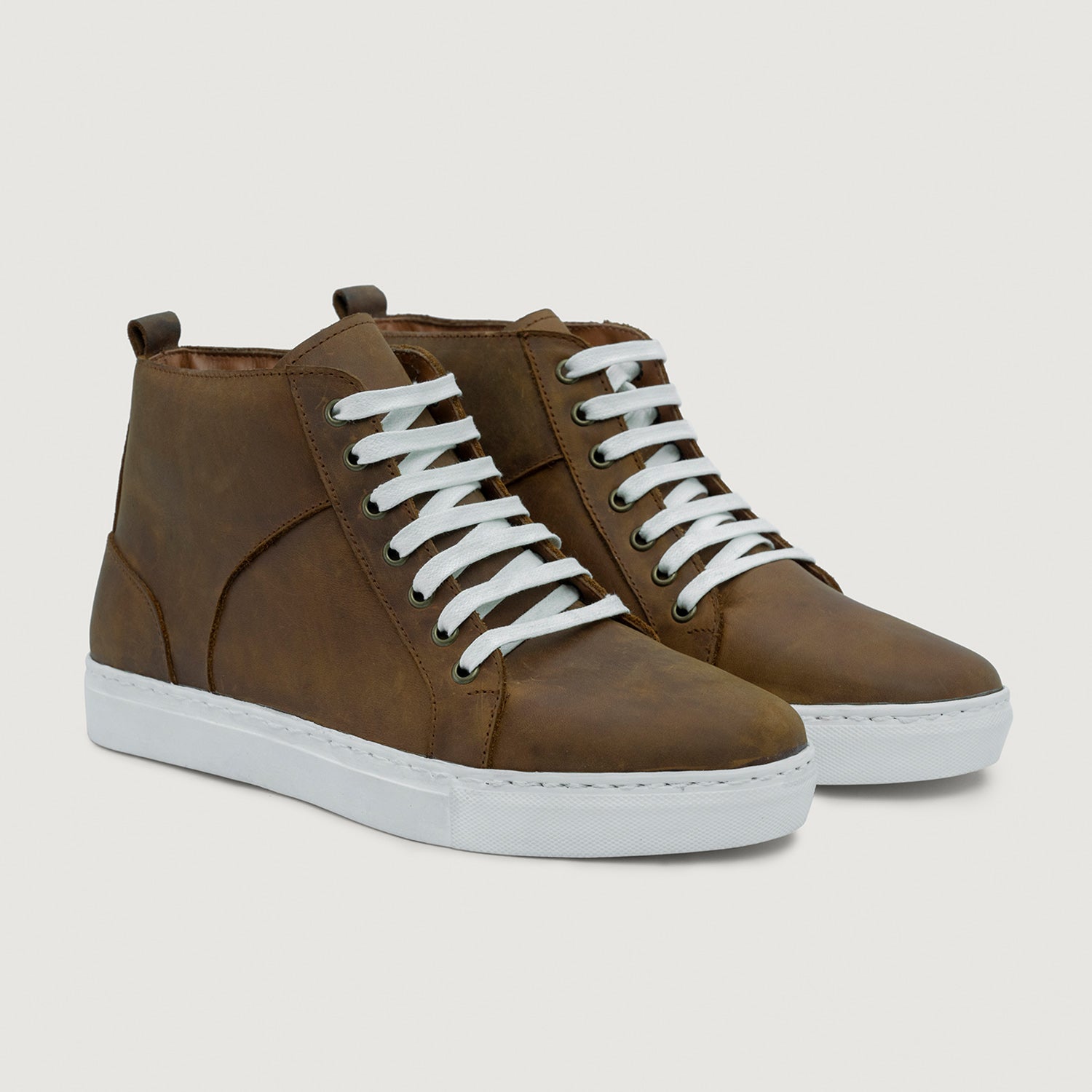 PRSVR men’s size 9 leather lace up high top Robert Lace-up Boot // Brown – A. VEER main image 3