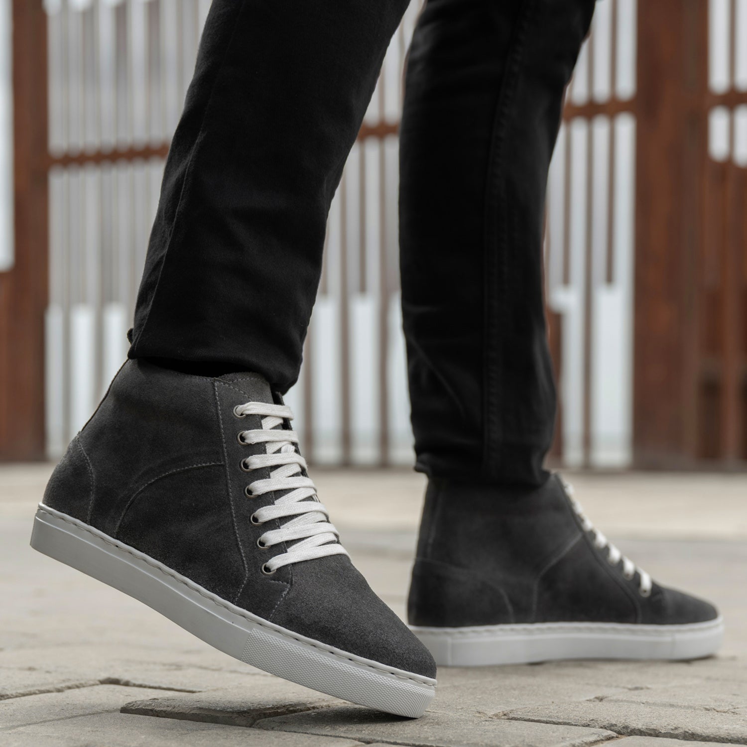 Marty High Top Grey Suede Leather Sneakers For Men – The Jacket Maker