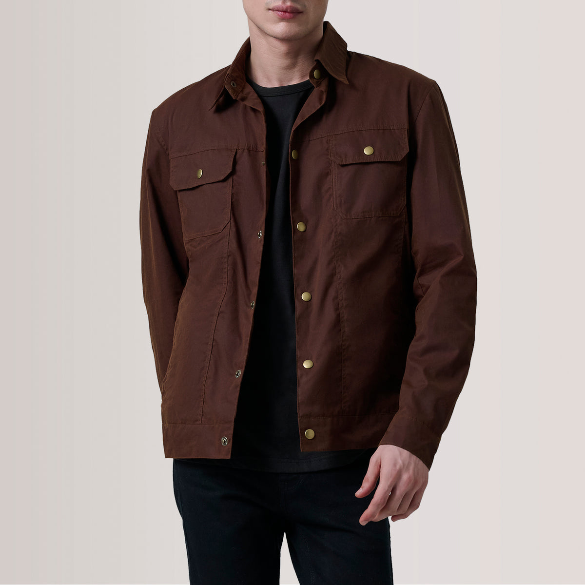 Colberto Brown Waxed Canvas Trucker Jacket For Men -The Jacket Maker ...