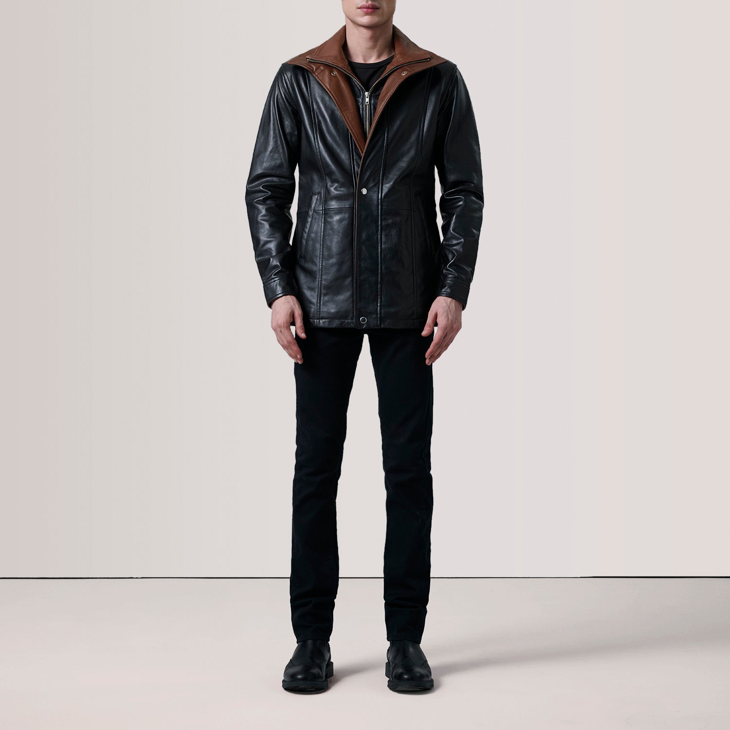 The Jacket Maker Men’s Connor Black Leather Coat For Men
