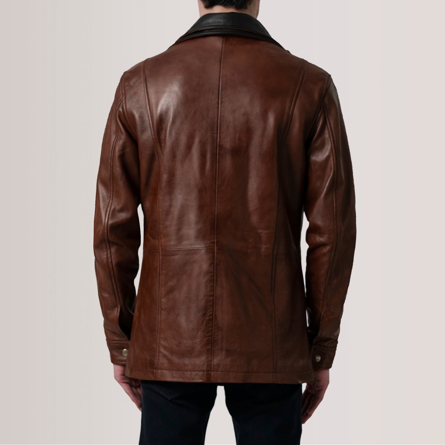 The Jacket Maker Mens Connor Waxed Brown Leather Coat For Men The Jacket Maker Mens Connor Waxed Brown Leather Coat For Men