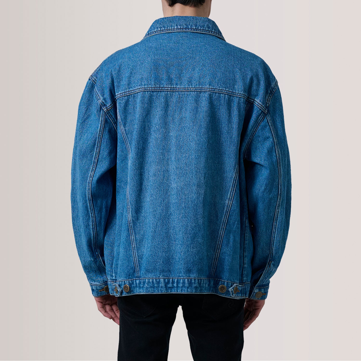 Gジャン/デニムジャケット Black Ark Denim Trucker Jacket Blue L Eddie Dark Blue Oversized Denim Trucker Jacket For Men -The Jacket