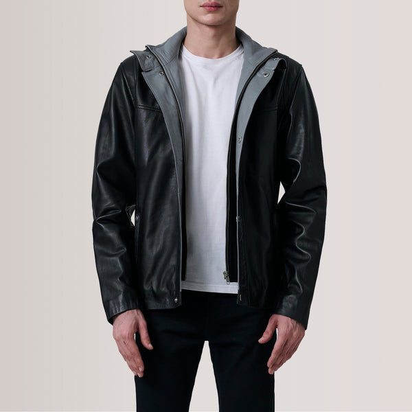 Henrik Black Leather Cafe Racer For Men -The Jacket Maker United